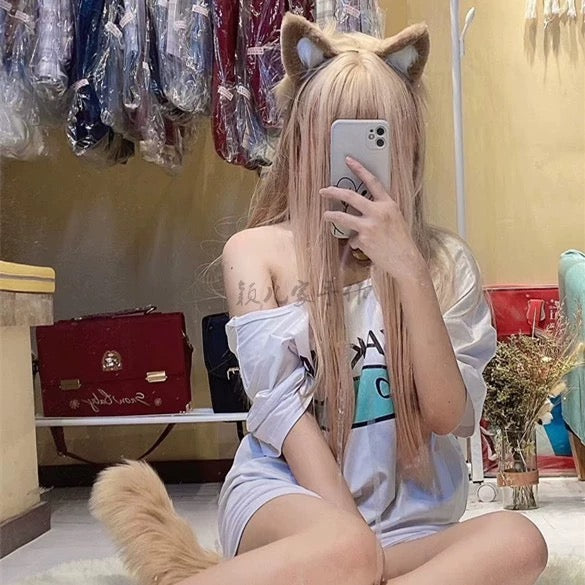 Cat girl suit handmade animal tail cat ears