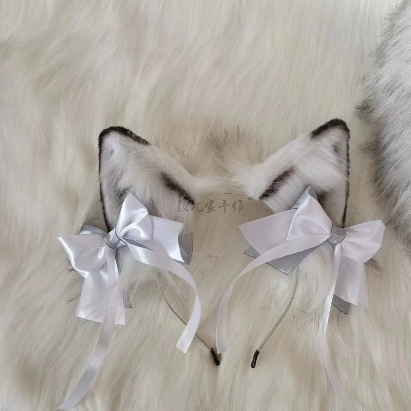 Animal ears bow headdress fox ears fox tail cosplay