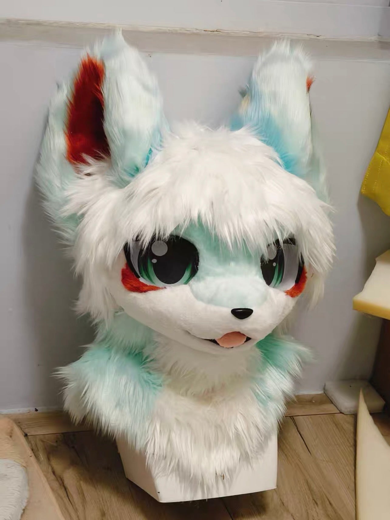 Mint-White Puppy Kemono Head Fursuit