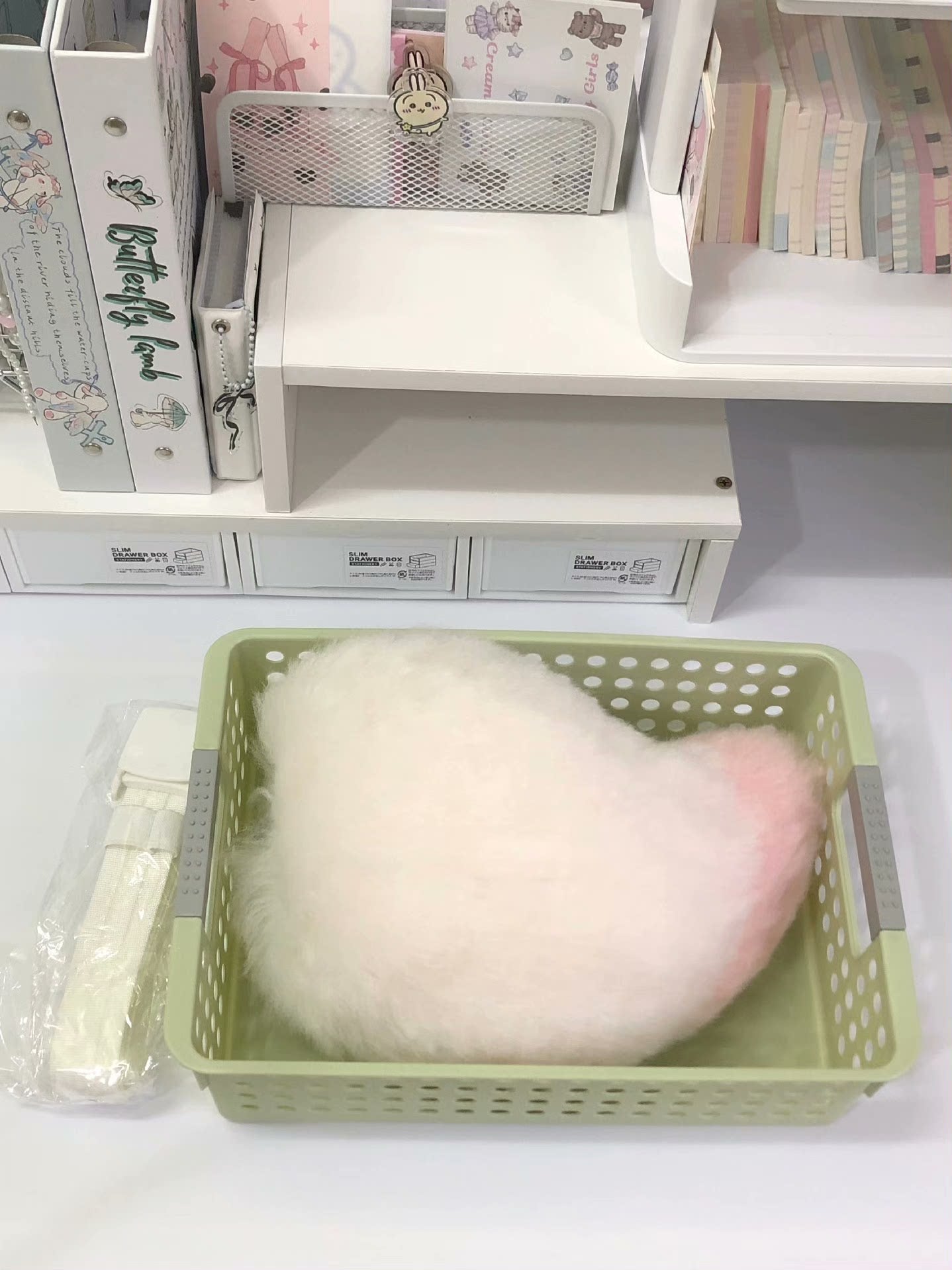 White Pink bunny tail dog tail