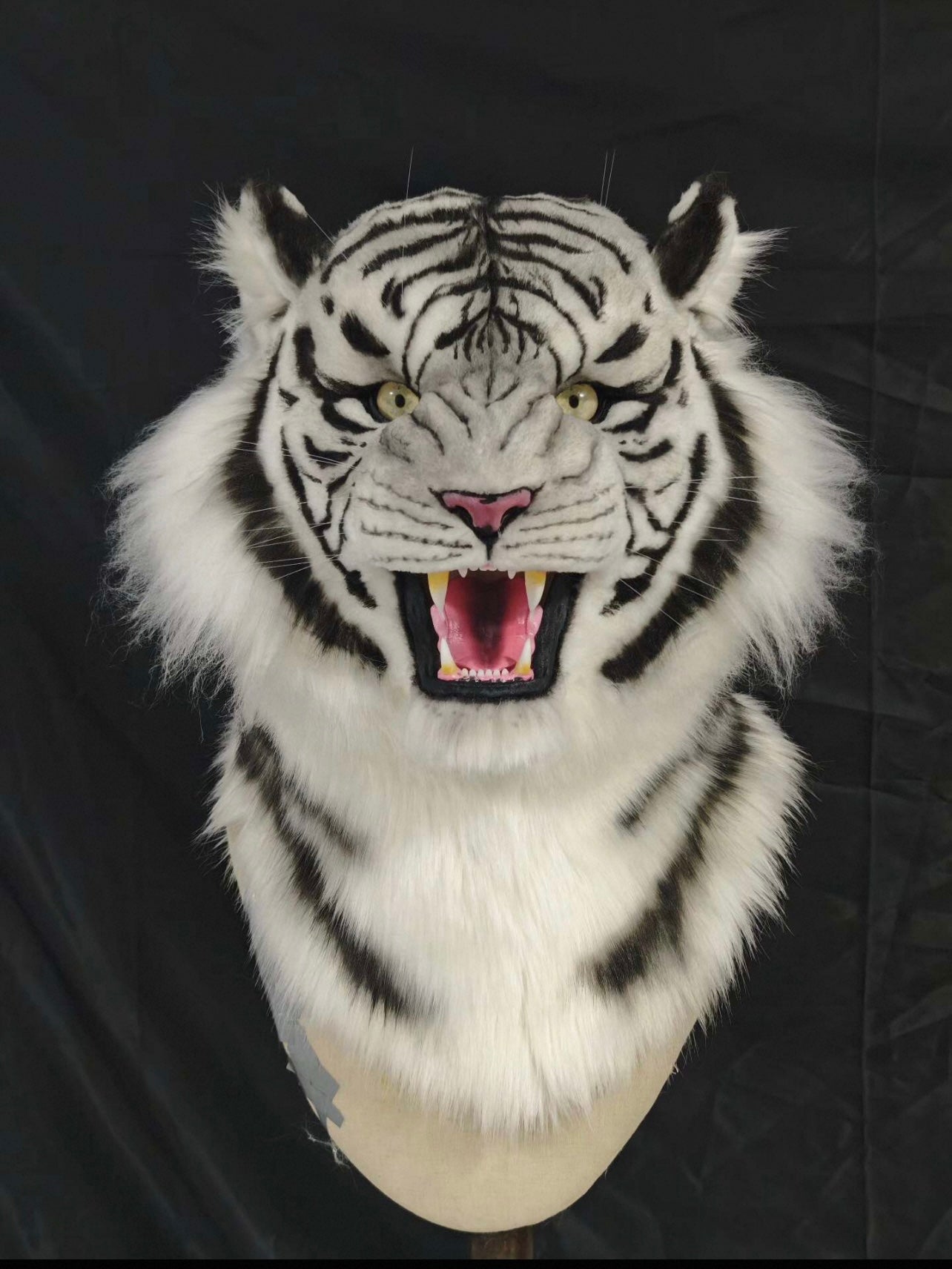 Roaring White Tiger Realistic Head Fursuit