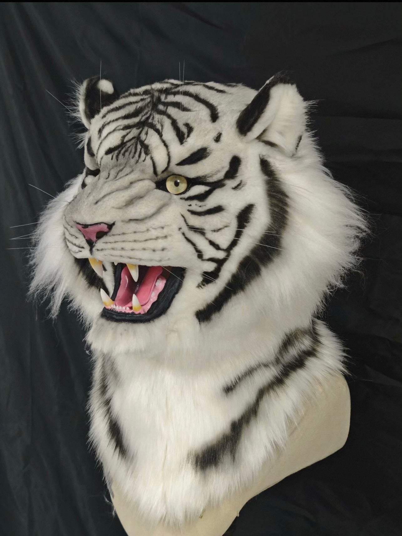 Roaring White Tiger Realistic Head Fursuit