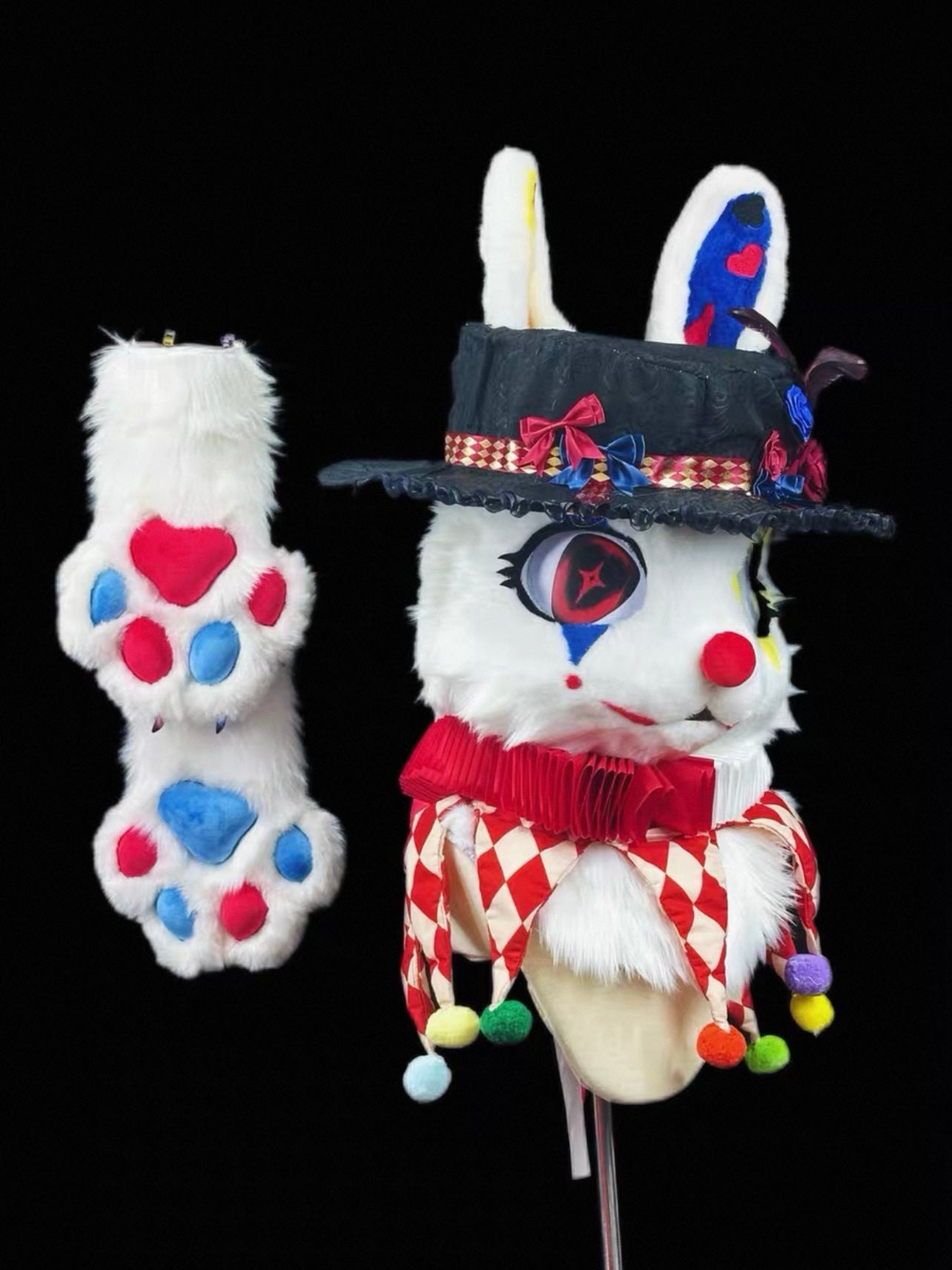 Jester Bunny Kemono Head Fursuit (Gift Handpaws)