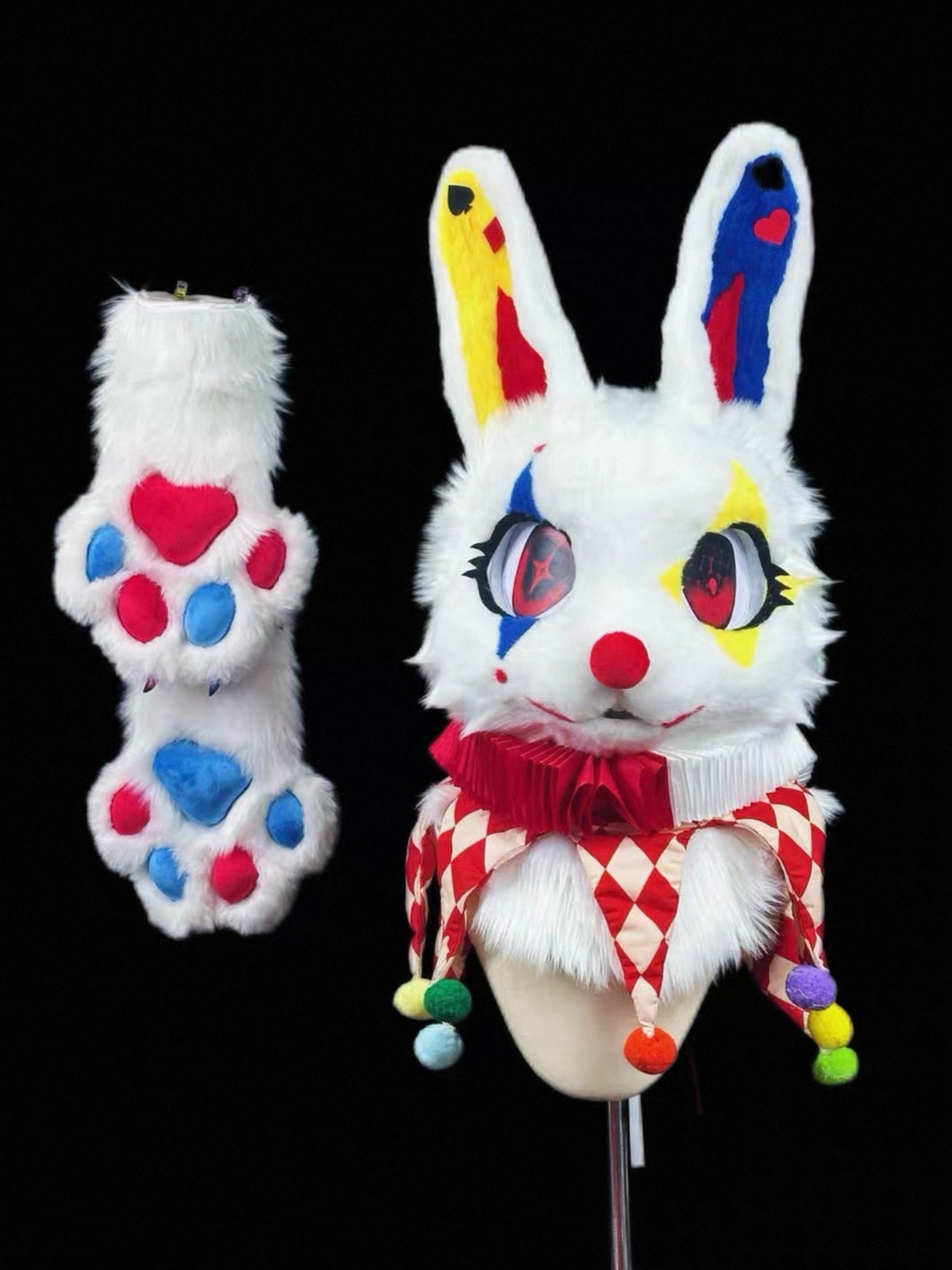 Jester Bunny Kemono Head Fursuit (Gift Handpaws)