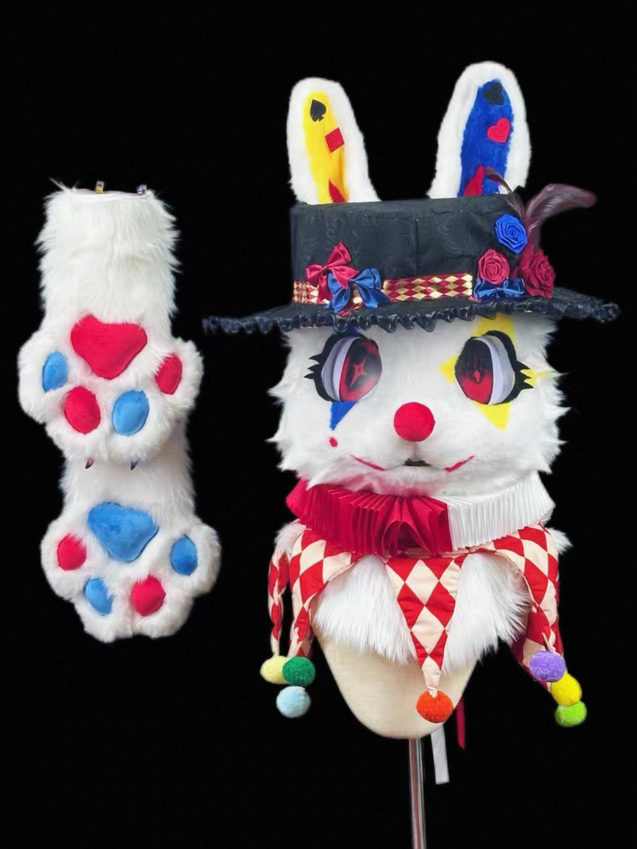 Jester Bunny Kemono Head Fursuit (Gift Handpaws)