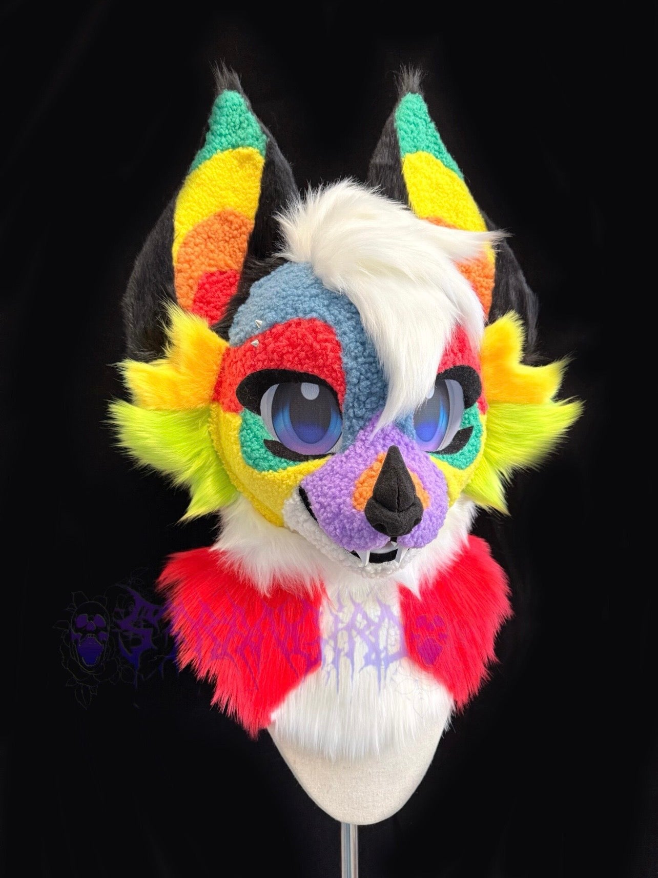 Rainbow Color Canine Toony Head Fursuit