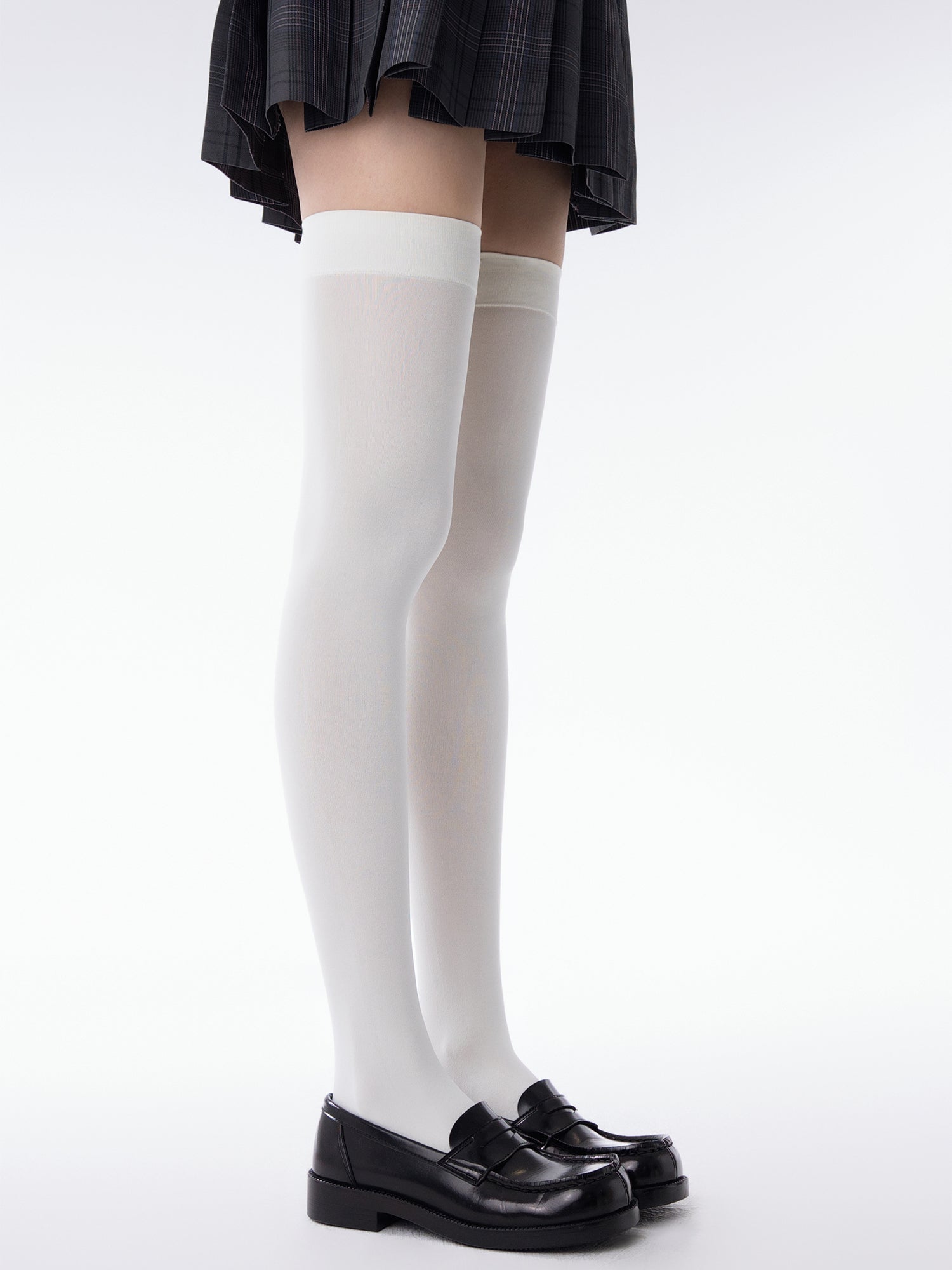 White silk knee socks spring and summer thin