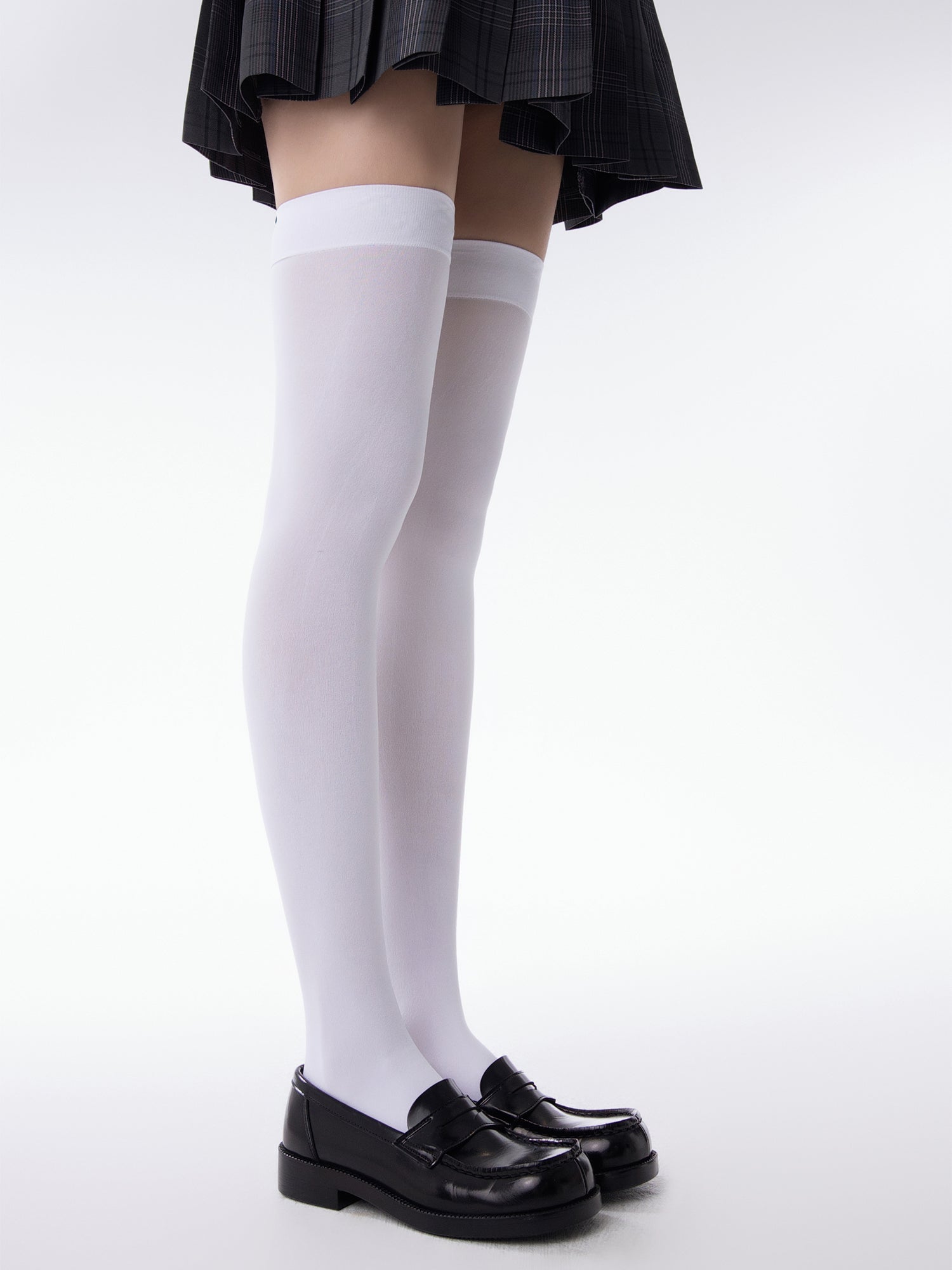 White silk knee socks spring and summer thin