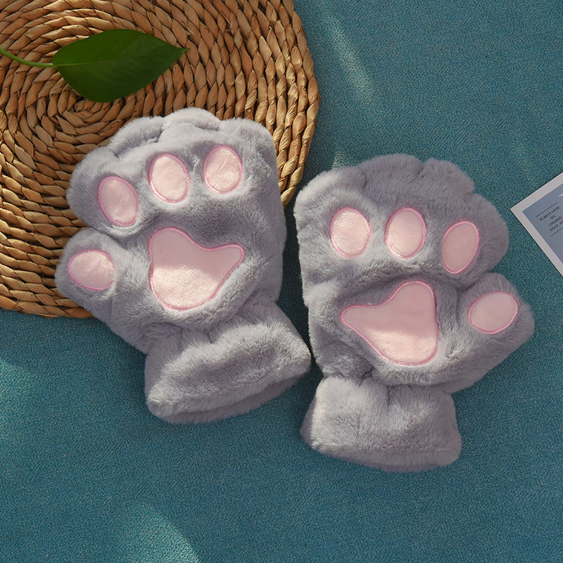 women's cute winter cat claw gloves