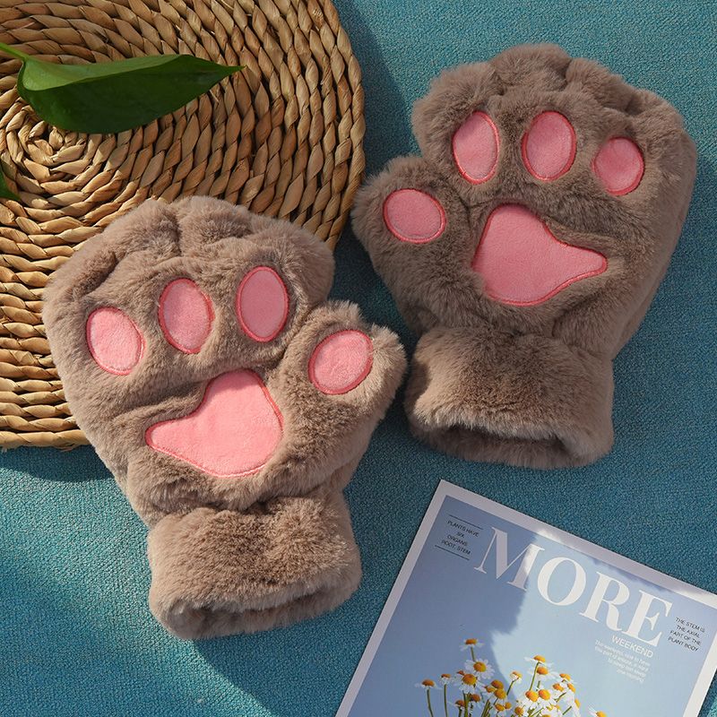 women's cute winter cat claw gloves