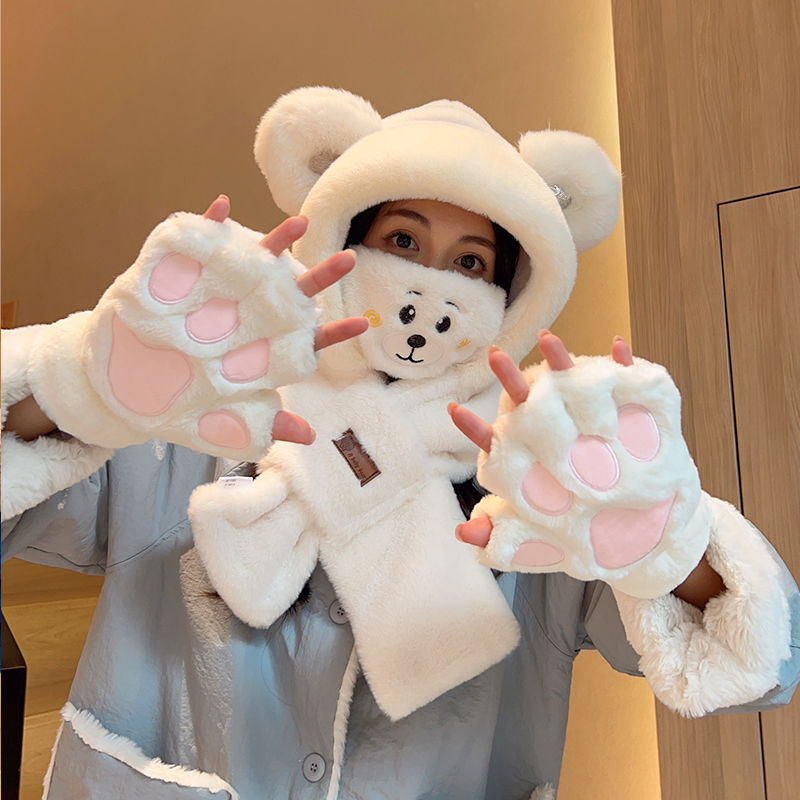 women's cute winter cat claw gloves