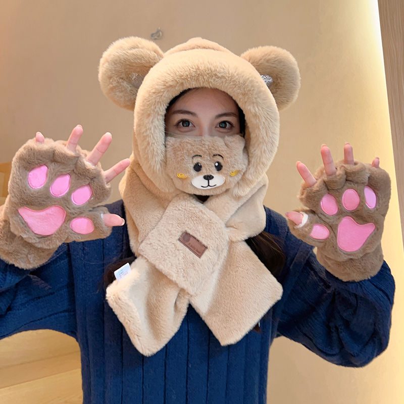 women's cute winter cat claw gloves