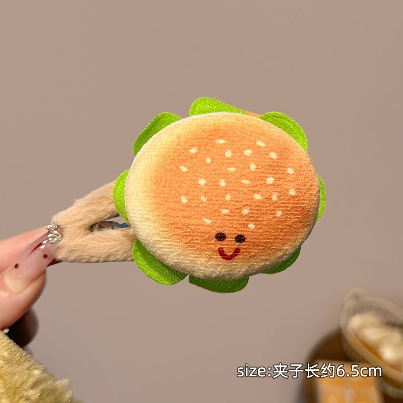 Cartoon fun cookie burger plush hairpin