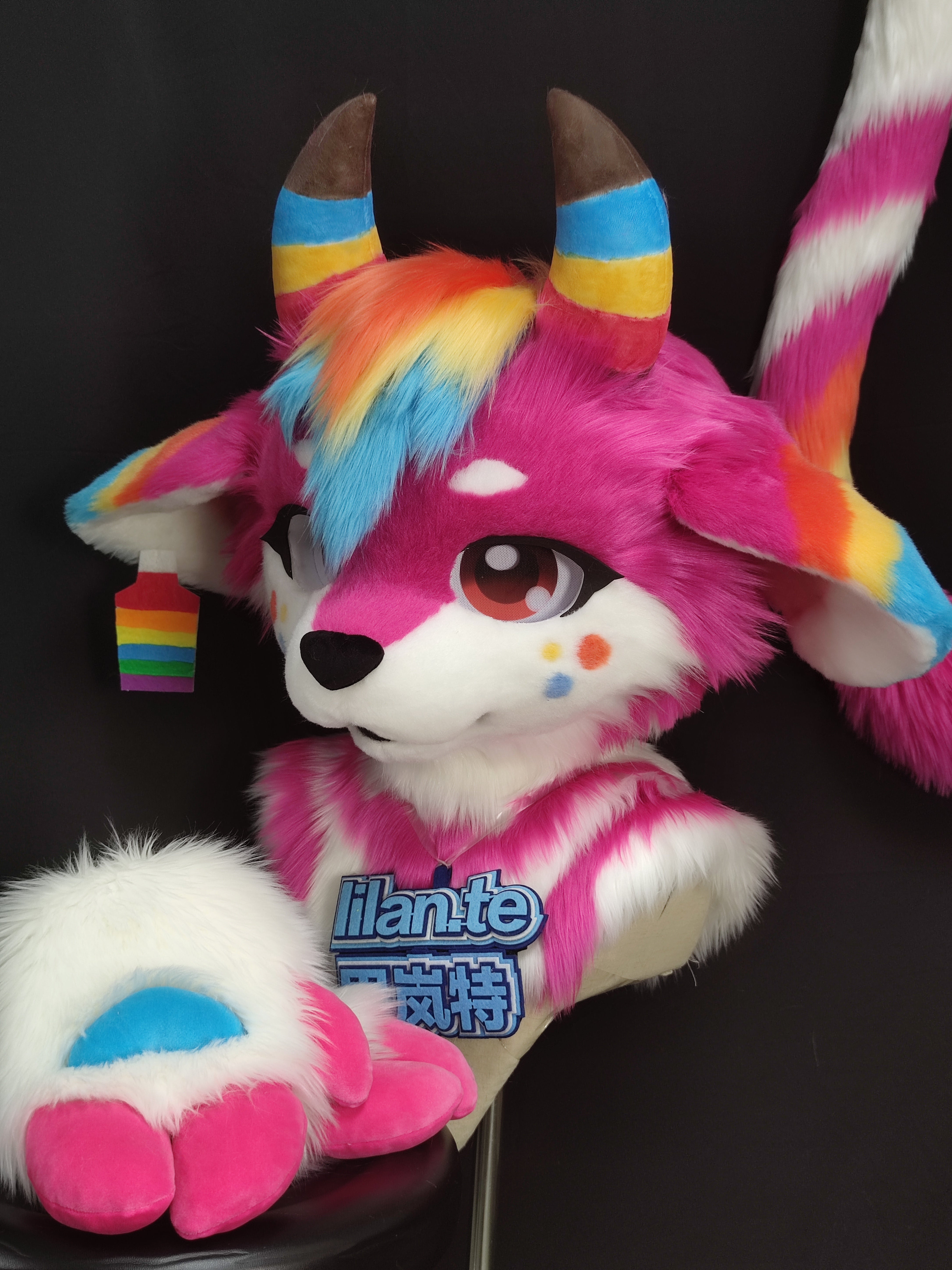 [Bull] Rose Red Three Primary Colors Bull Kemono Fursuits Stock (Gift Handpaws+Tail)