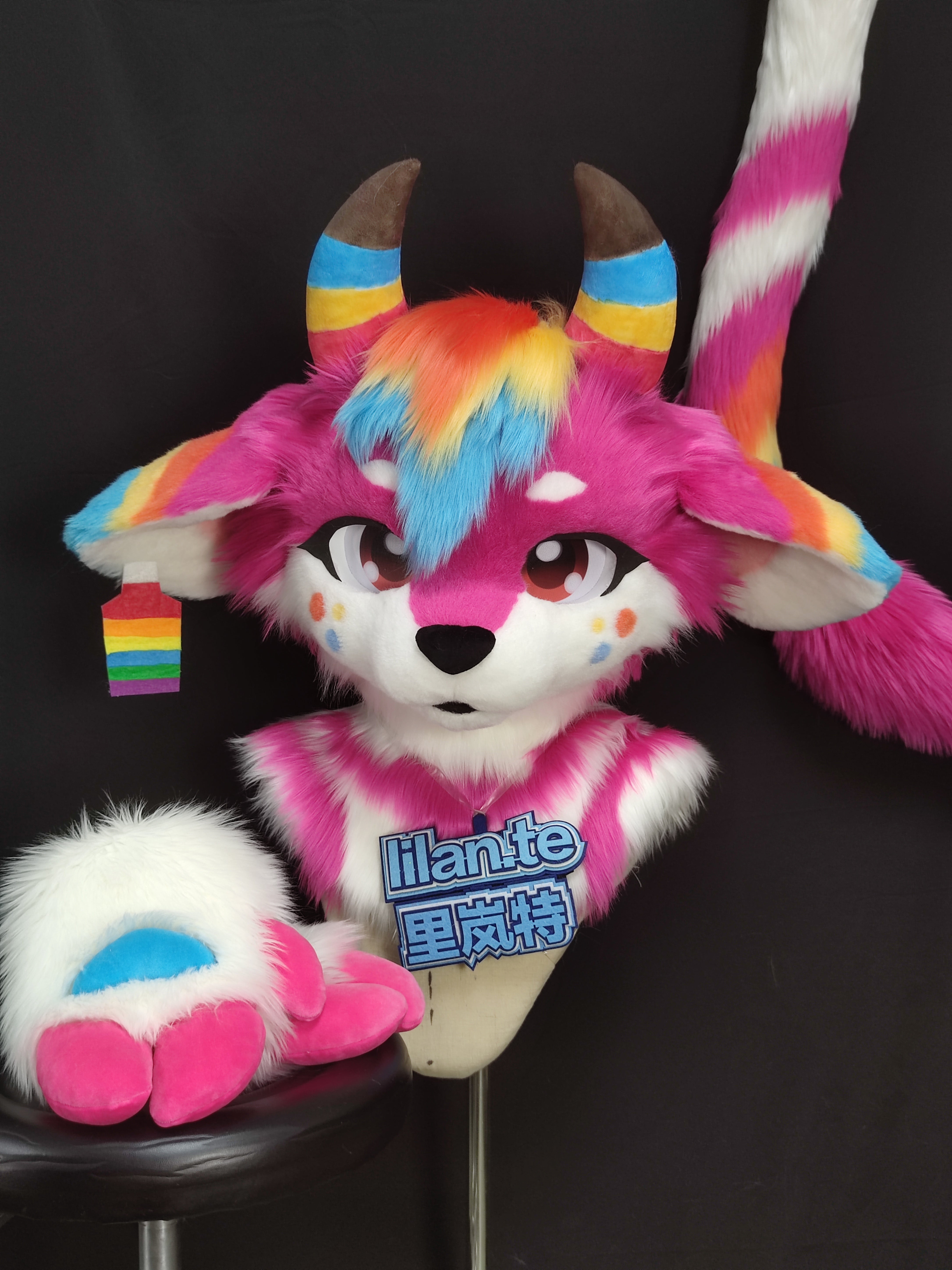 [Bull] Rose Red Three Primary Colors Bull Kemono Fursuits Stock (Gift Handpaws+Tail)