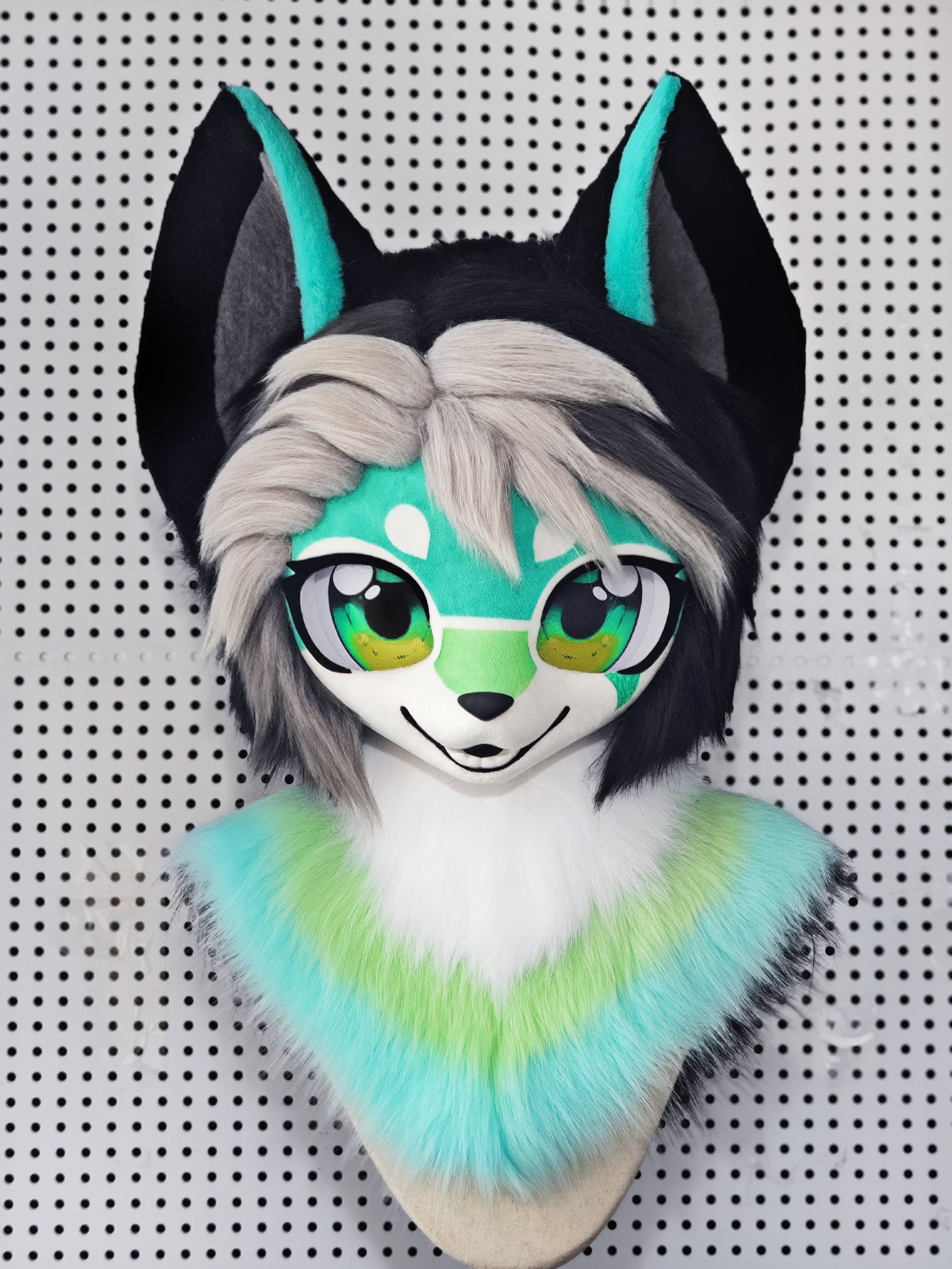Apple Green Kitten Kemono Head Fursuit (Gift Handpaws+Tail)