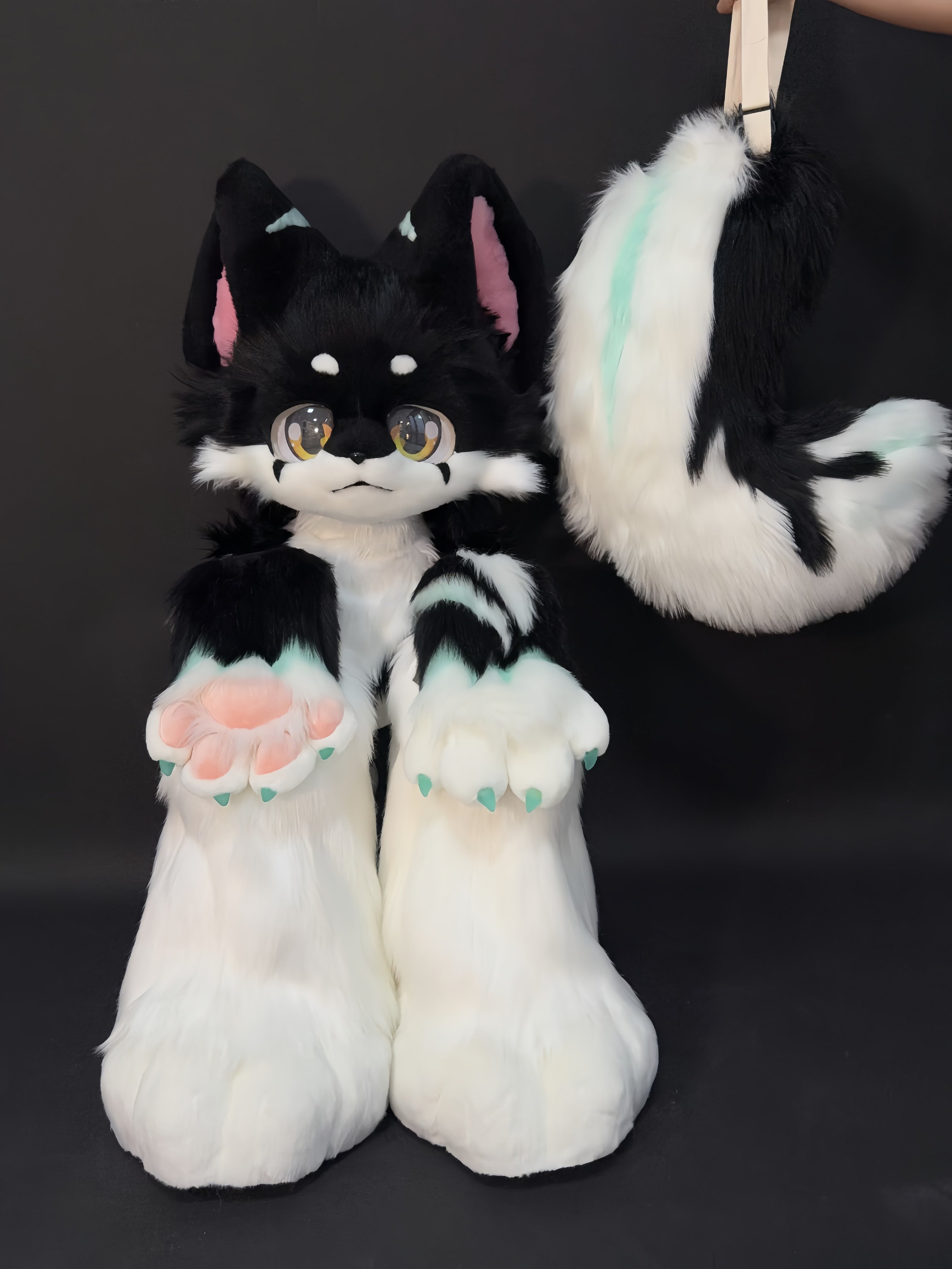 Black Wolf Kemono Head Fursuit (Gift Feetpaws+Handpaws+Tail)