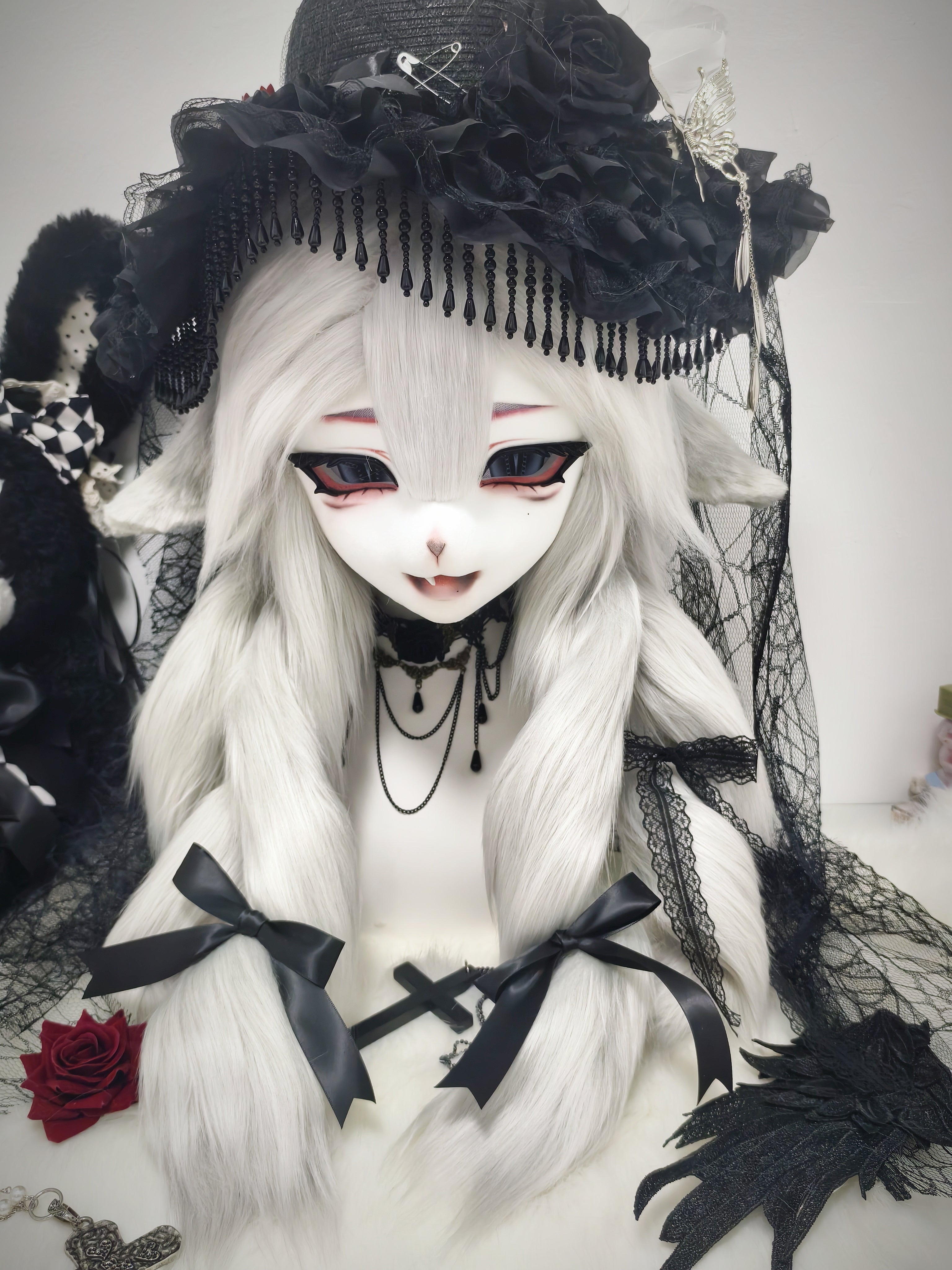 Black Goth Lamb Kig Head Fursuit