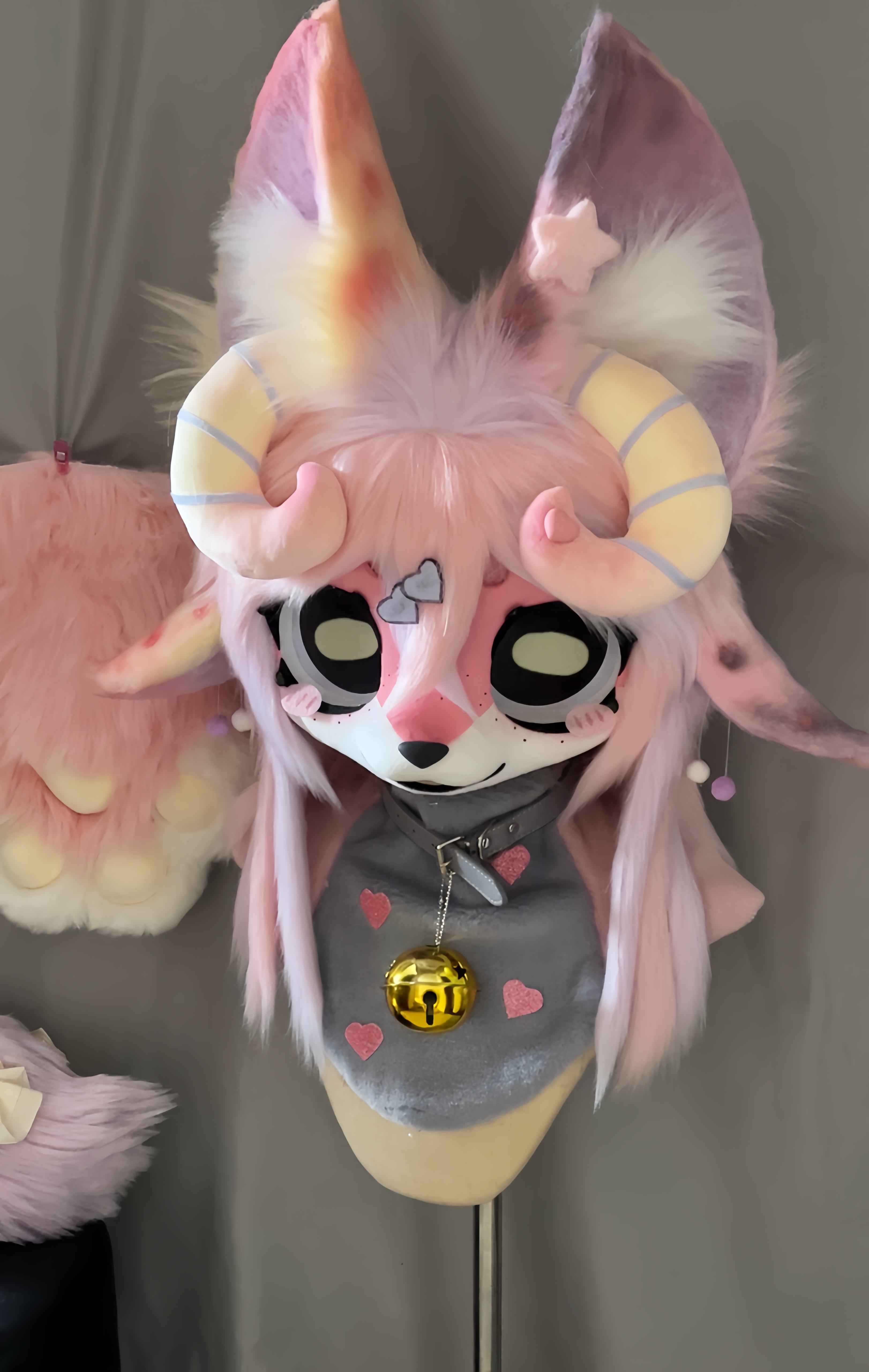 Pink Four-ears Goat Kemono Head Fursuit (Gift Handpaws+Tail)