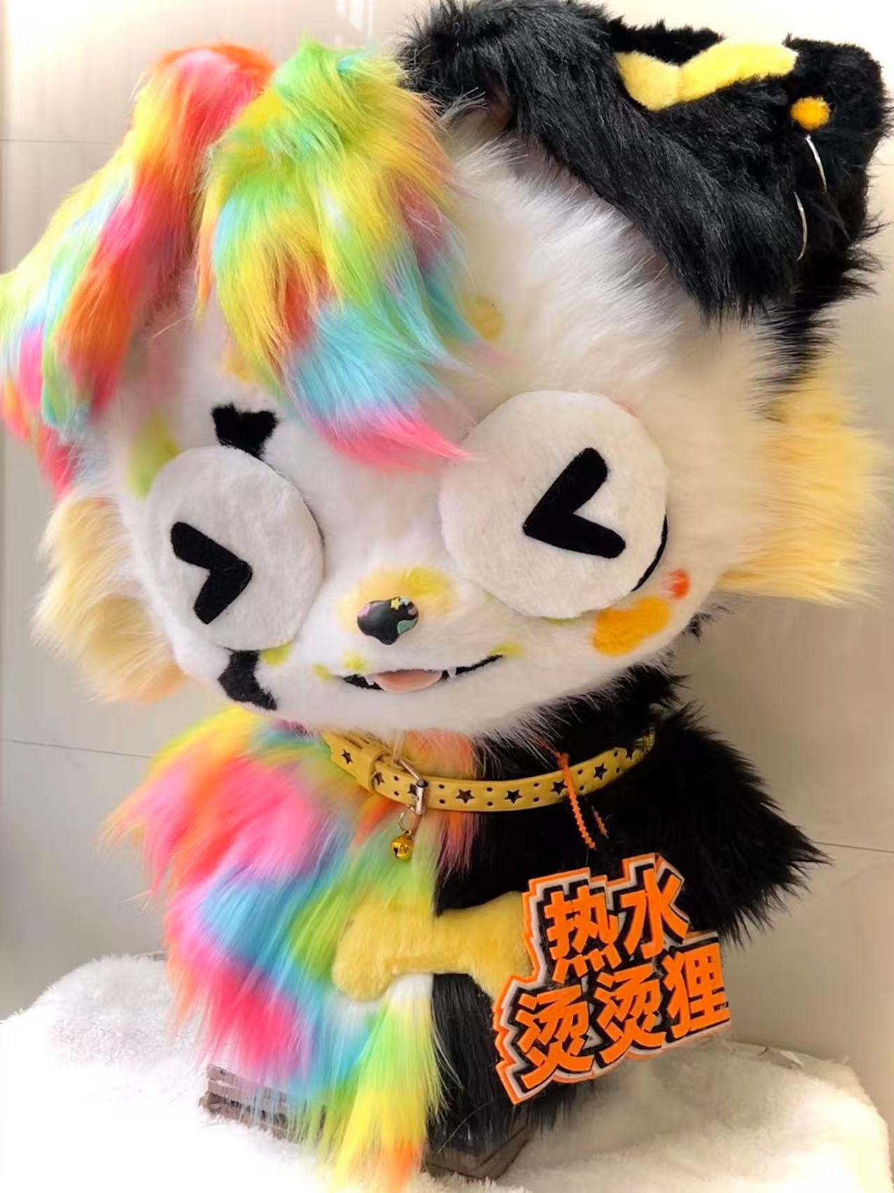 Cool Rainbow Puppy Kemono Head Fursuit (Gift Handpaws+Tail)