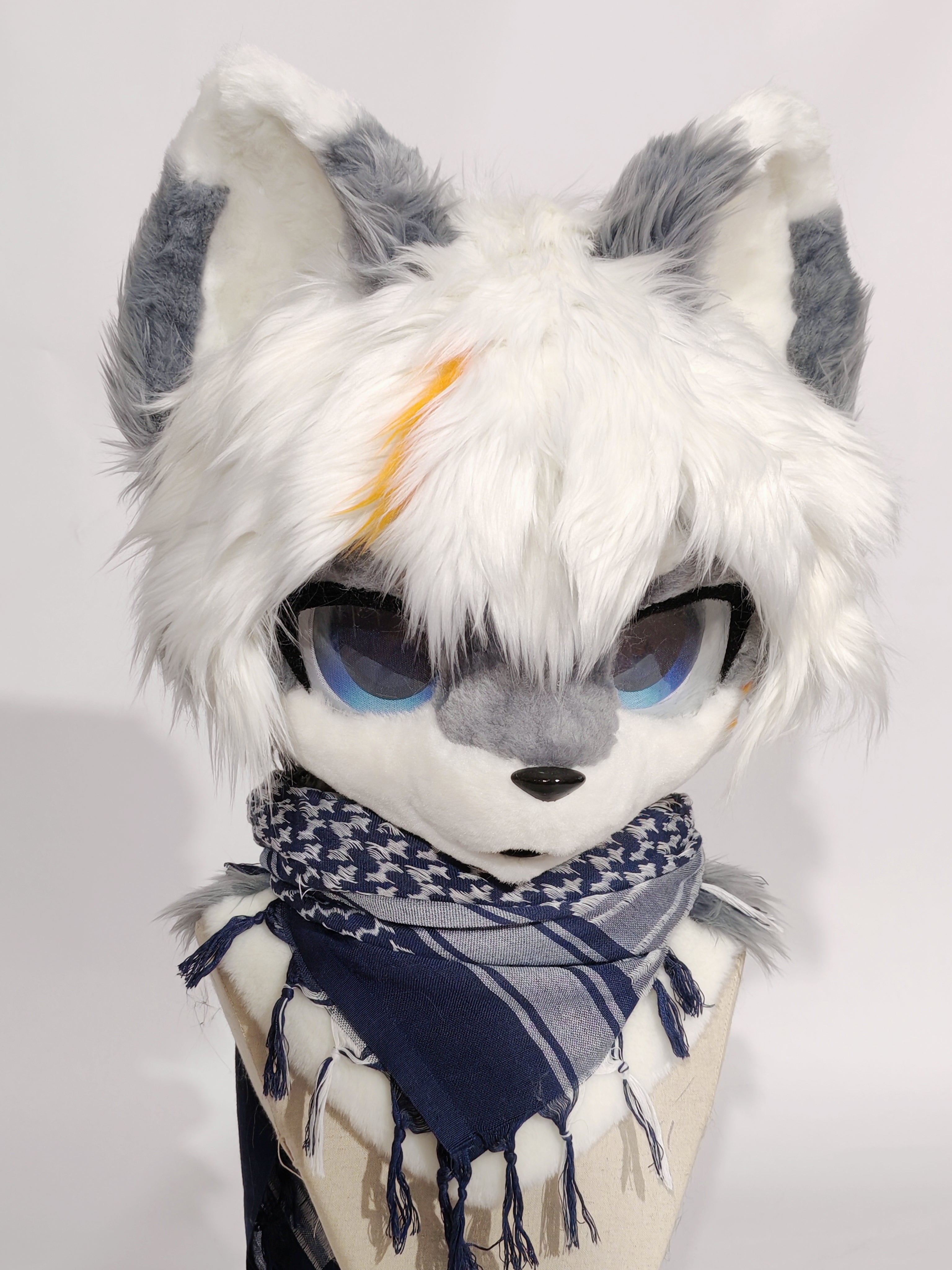 White Gray Wolf Kemono Head Fursuit