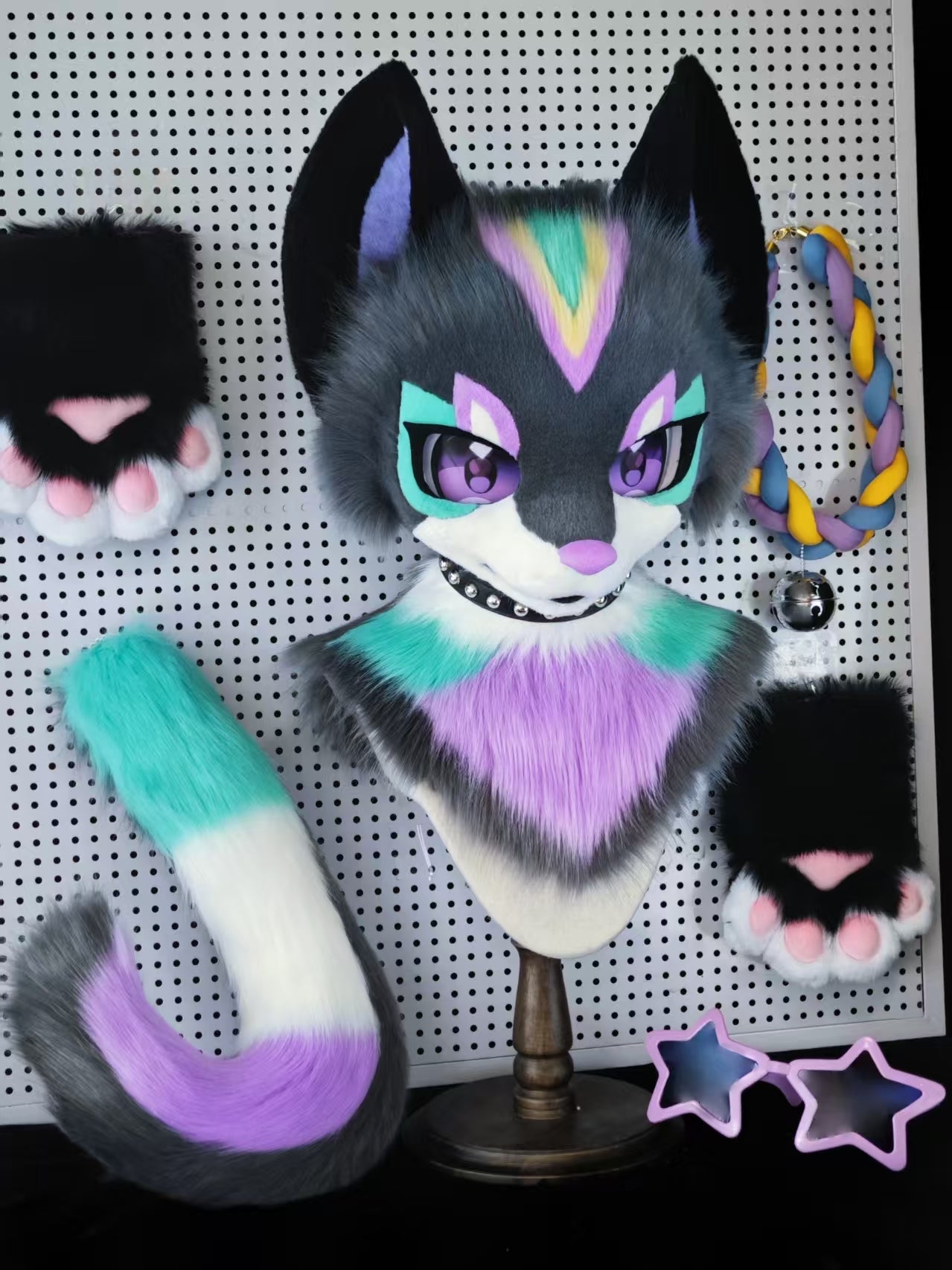 Purple Gary Kitten Kemono Head Fursuit (Gift Handpaws+Tail)