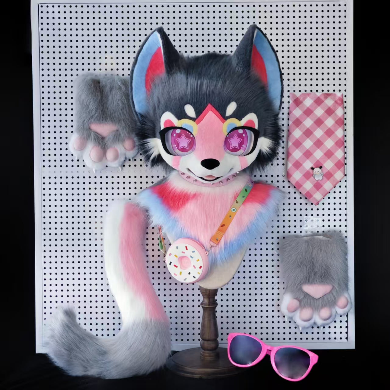 Grey Blue Kitten Kemono Head Fursuit (Gift Handpaws+Tail)