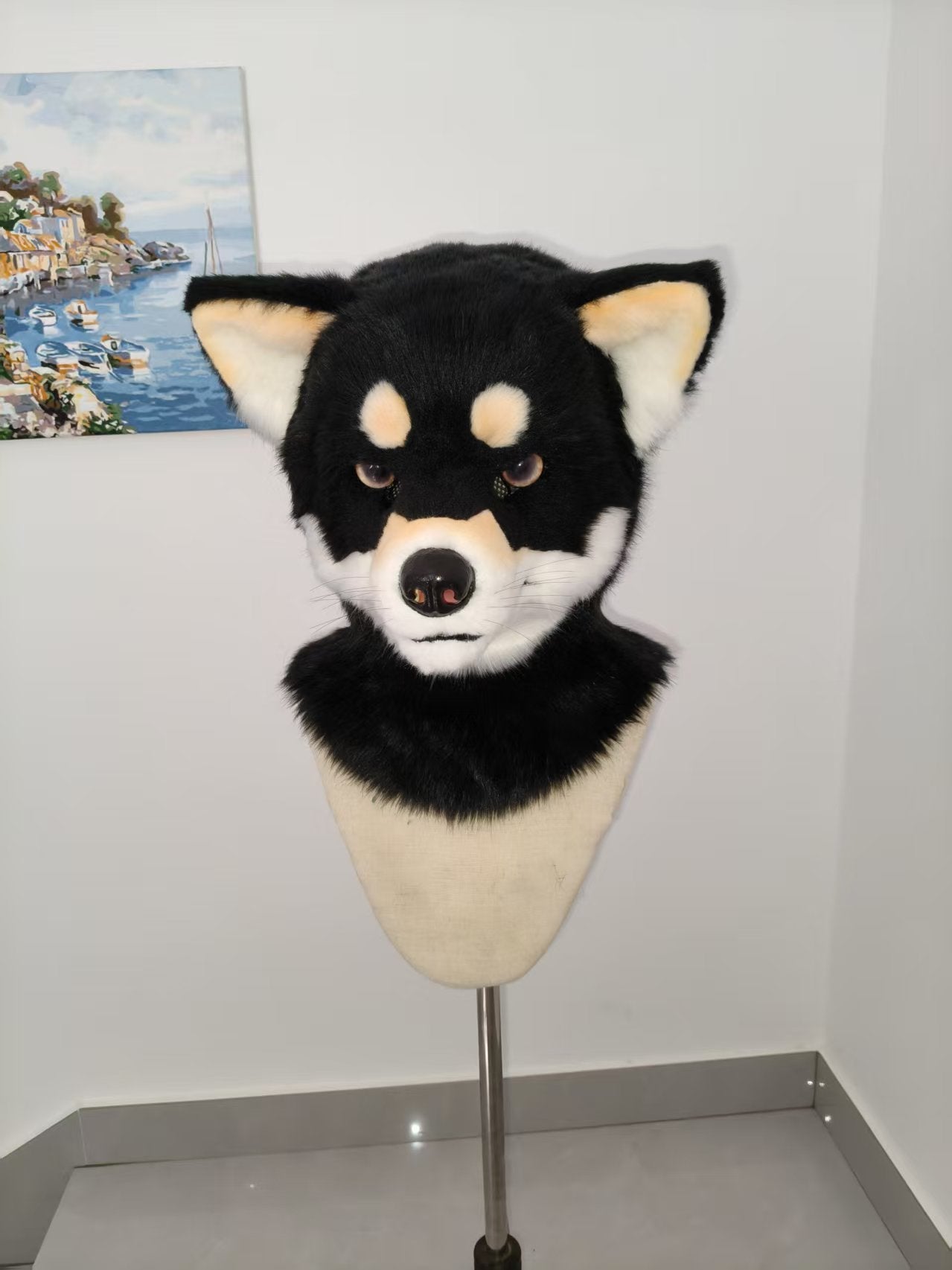 Black Shiba Realistic Head Fursuit (Gift Tail)