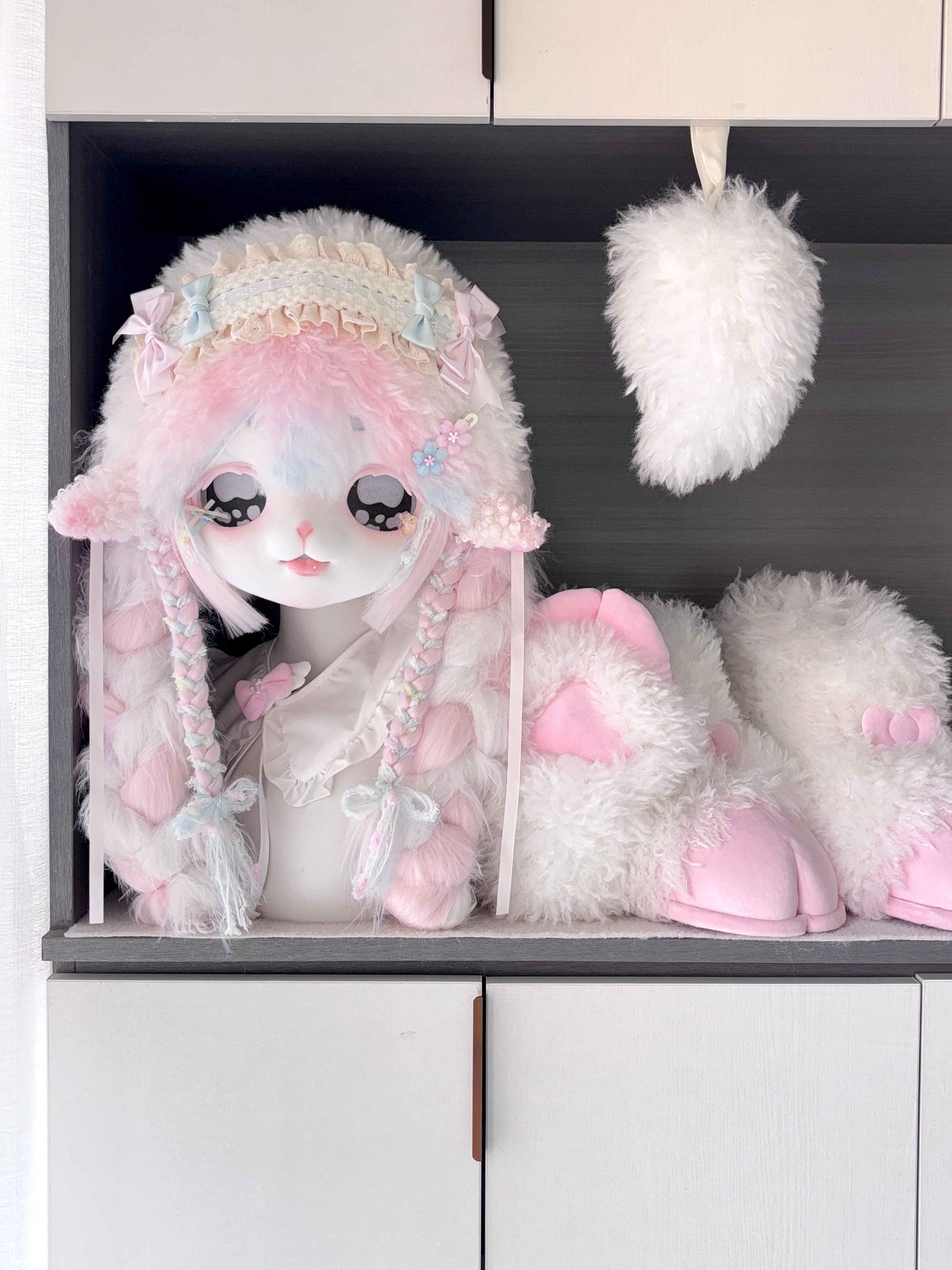 Rainbow Pink Lamb Kig Full-Set Fursuits (Gift Handpaws+Feetpaws+Tail)
