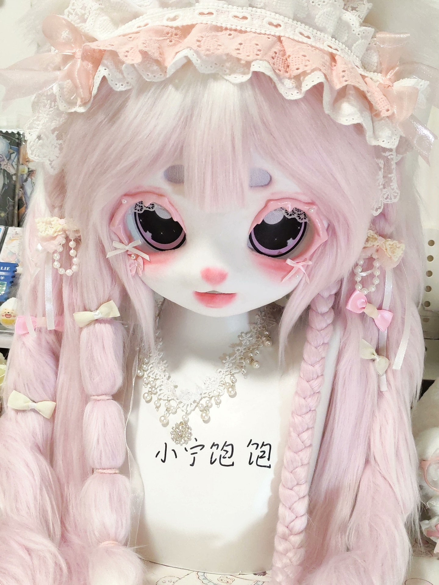 Pink Kitten Kig Head Fursuits