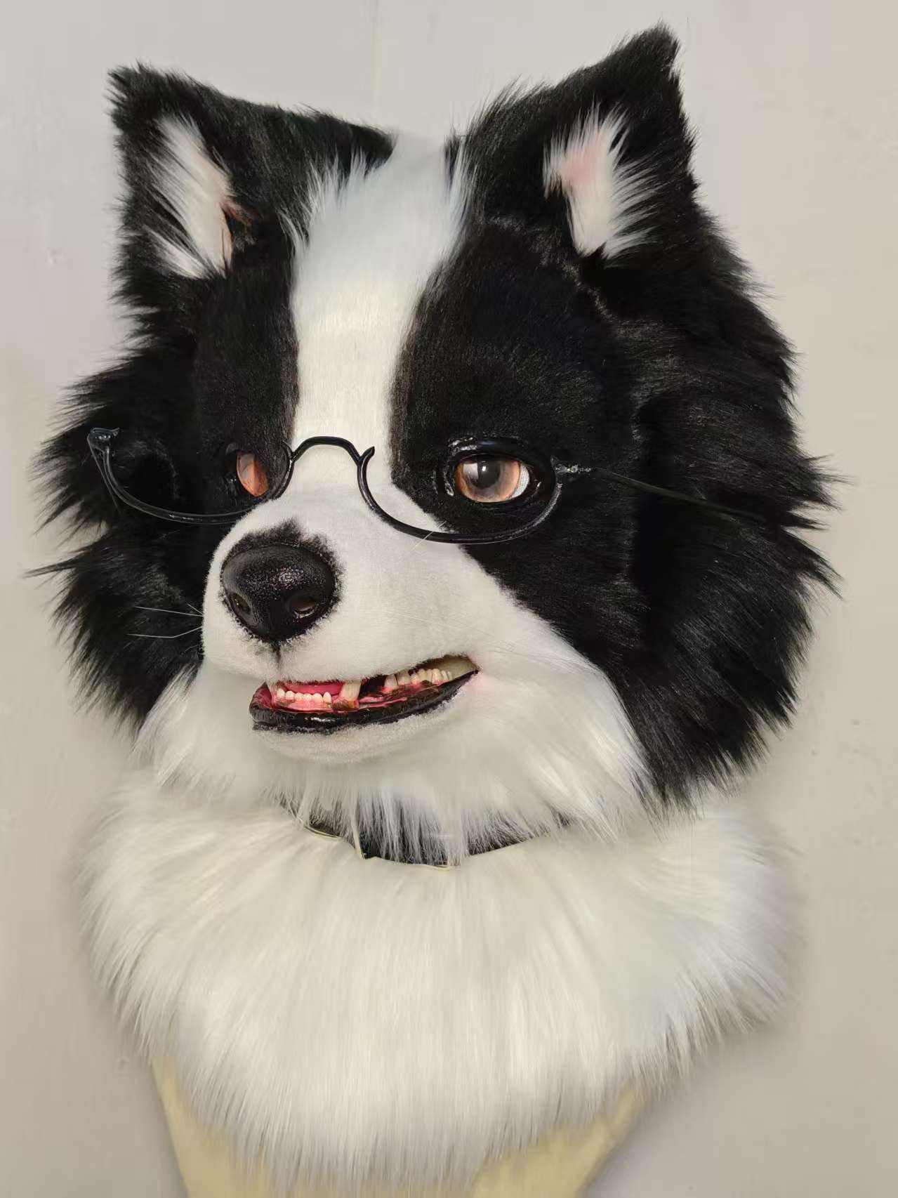 Black White Puppy Realistic Head Fursuit