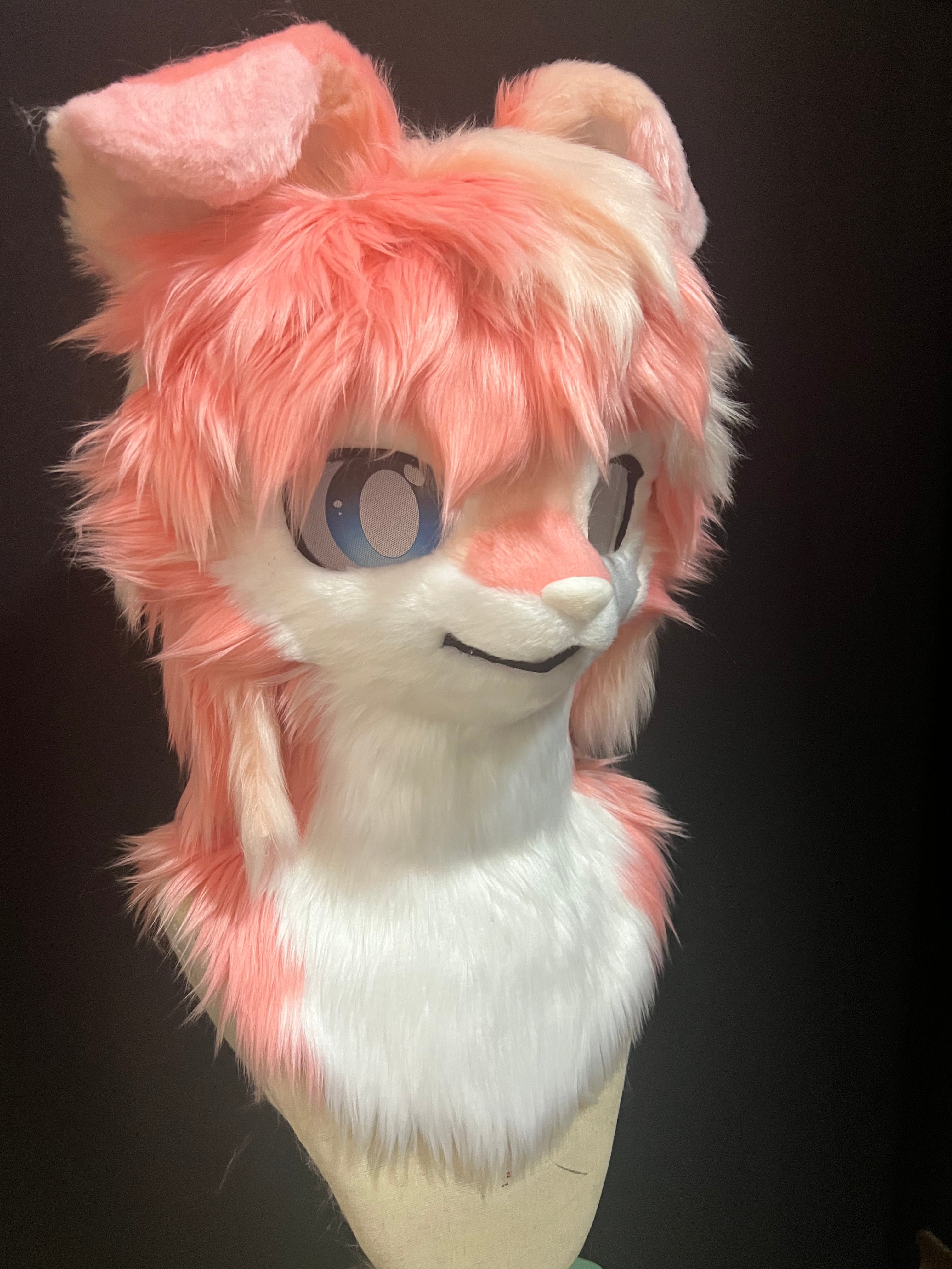 Pink Floppy Puppy Kemono Head Fursuit