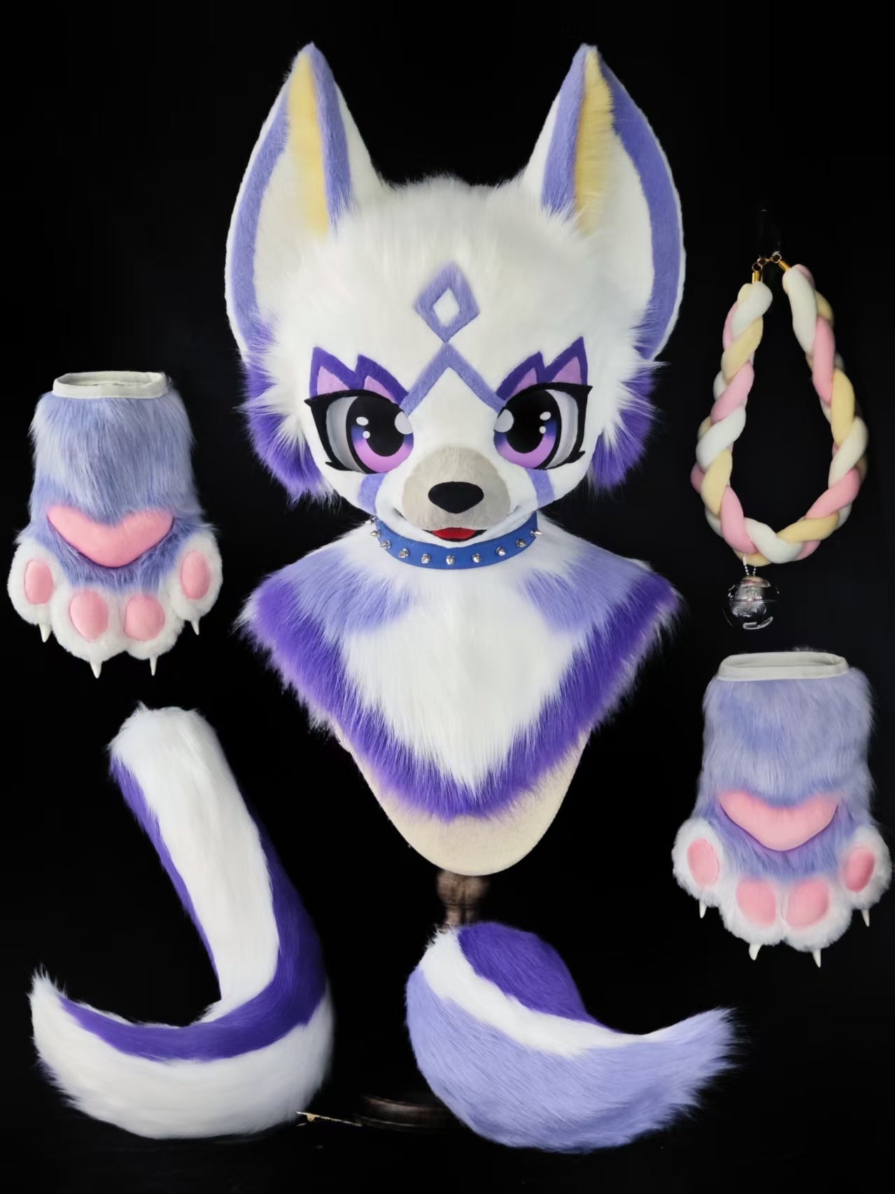White Kitten Kemono Head Fursuit (Gift Handpaws+Tail)