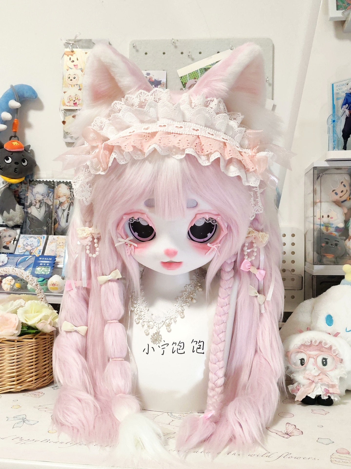 Pink Kitten Kig Head Fursuits