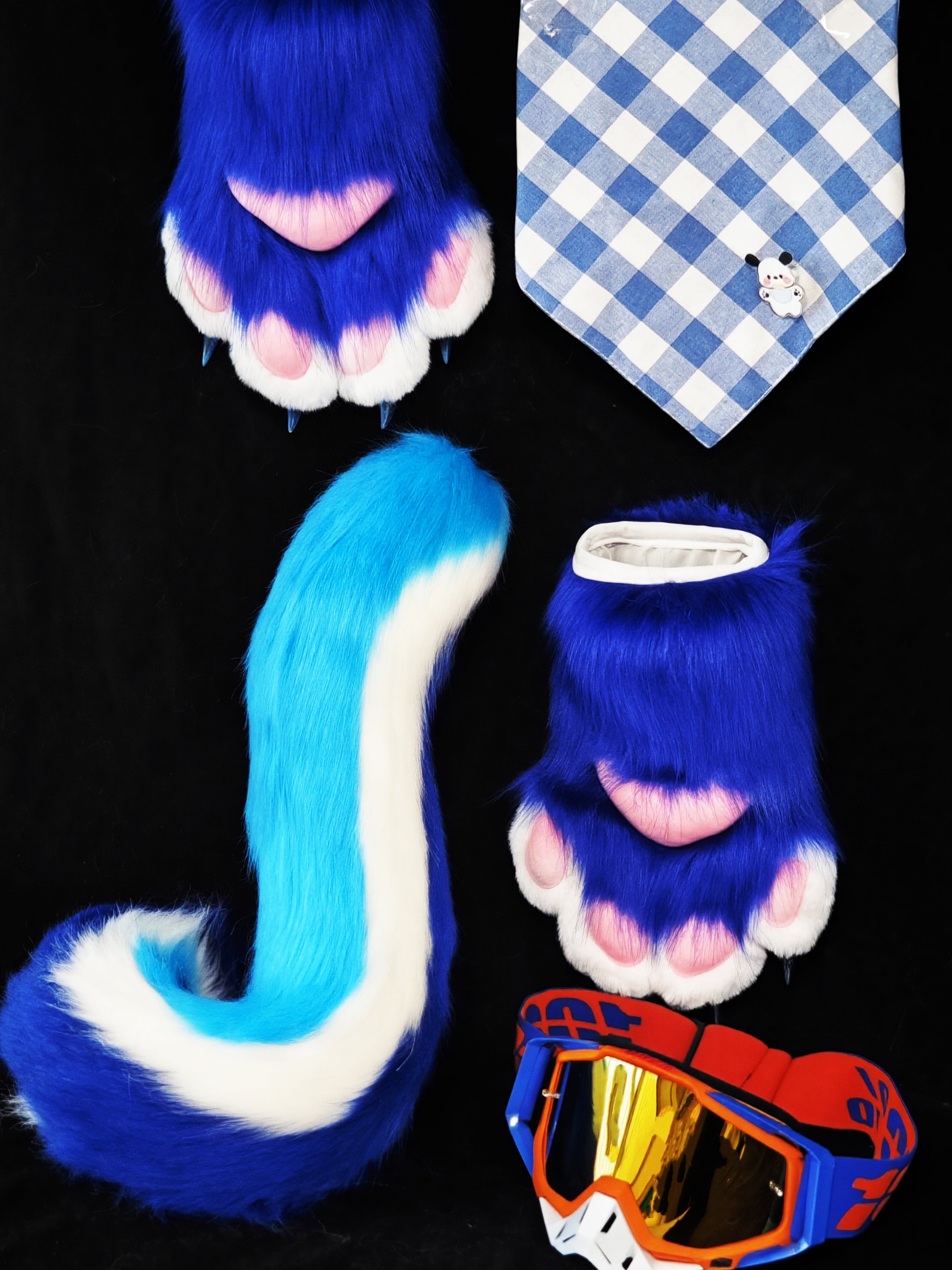 Deep Blue Kitten Kemono Head Fursuit (Gift Handpaws+Tail)
