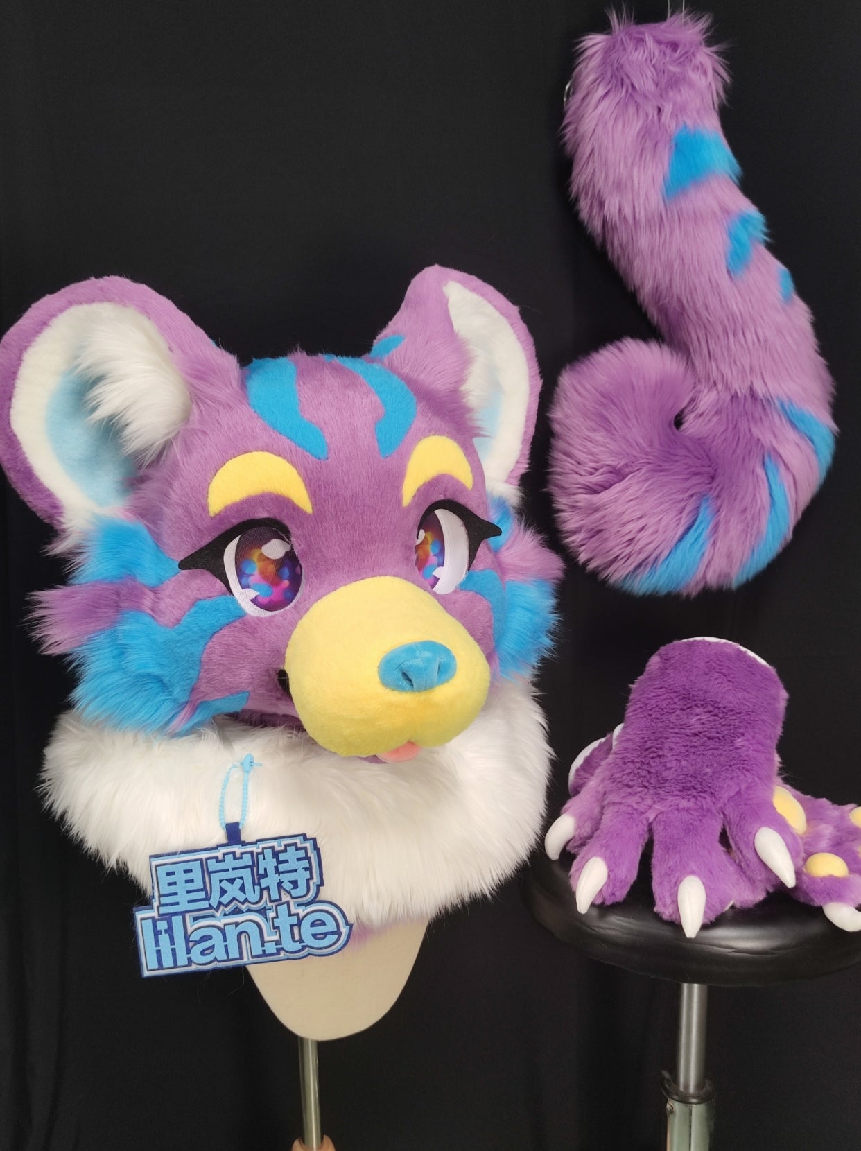 Three-color Tiger Kemono Head Fursuit (Gift Handpaws+Tail)