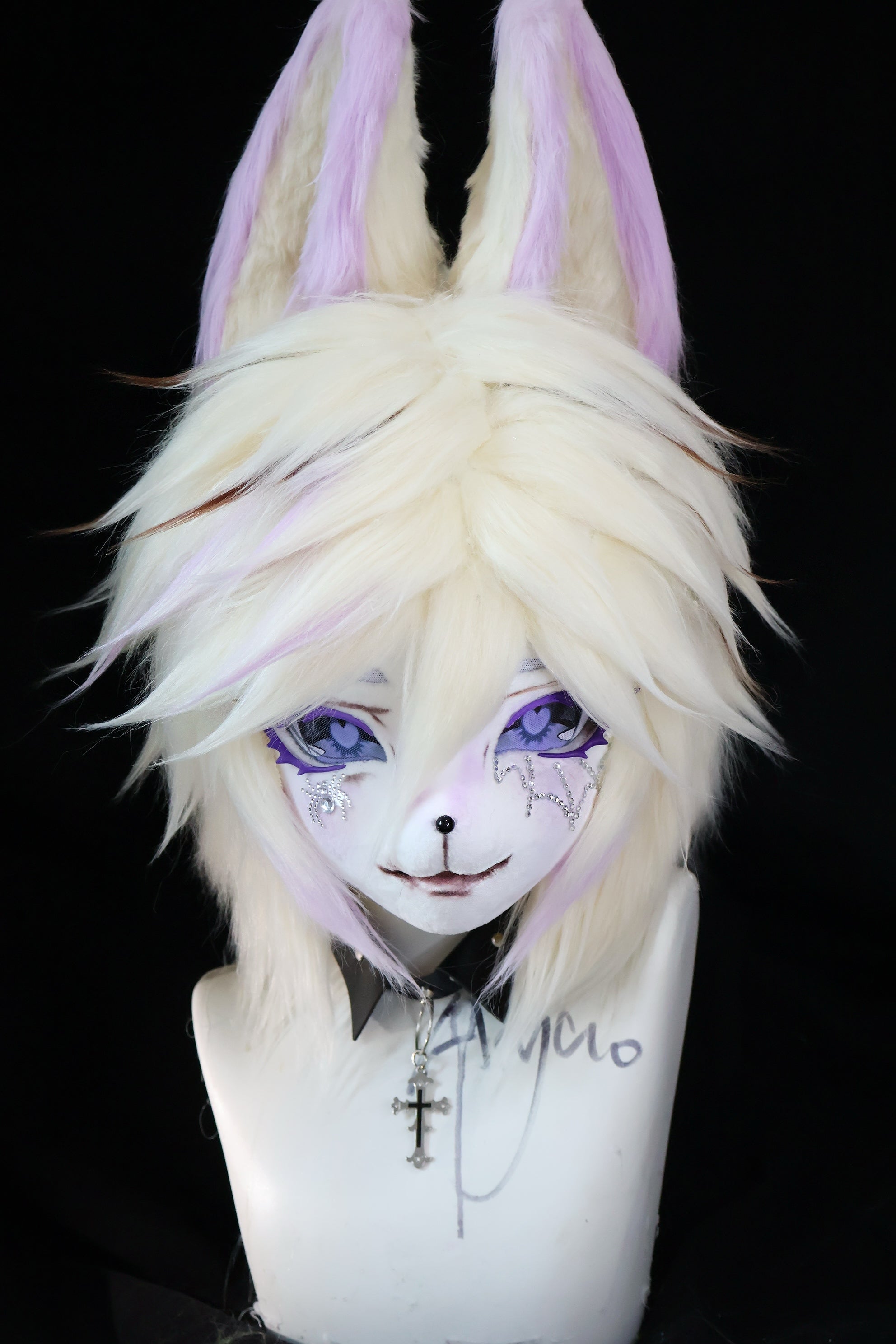 White Purple Wolf Kig Head Fursuit