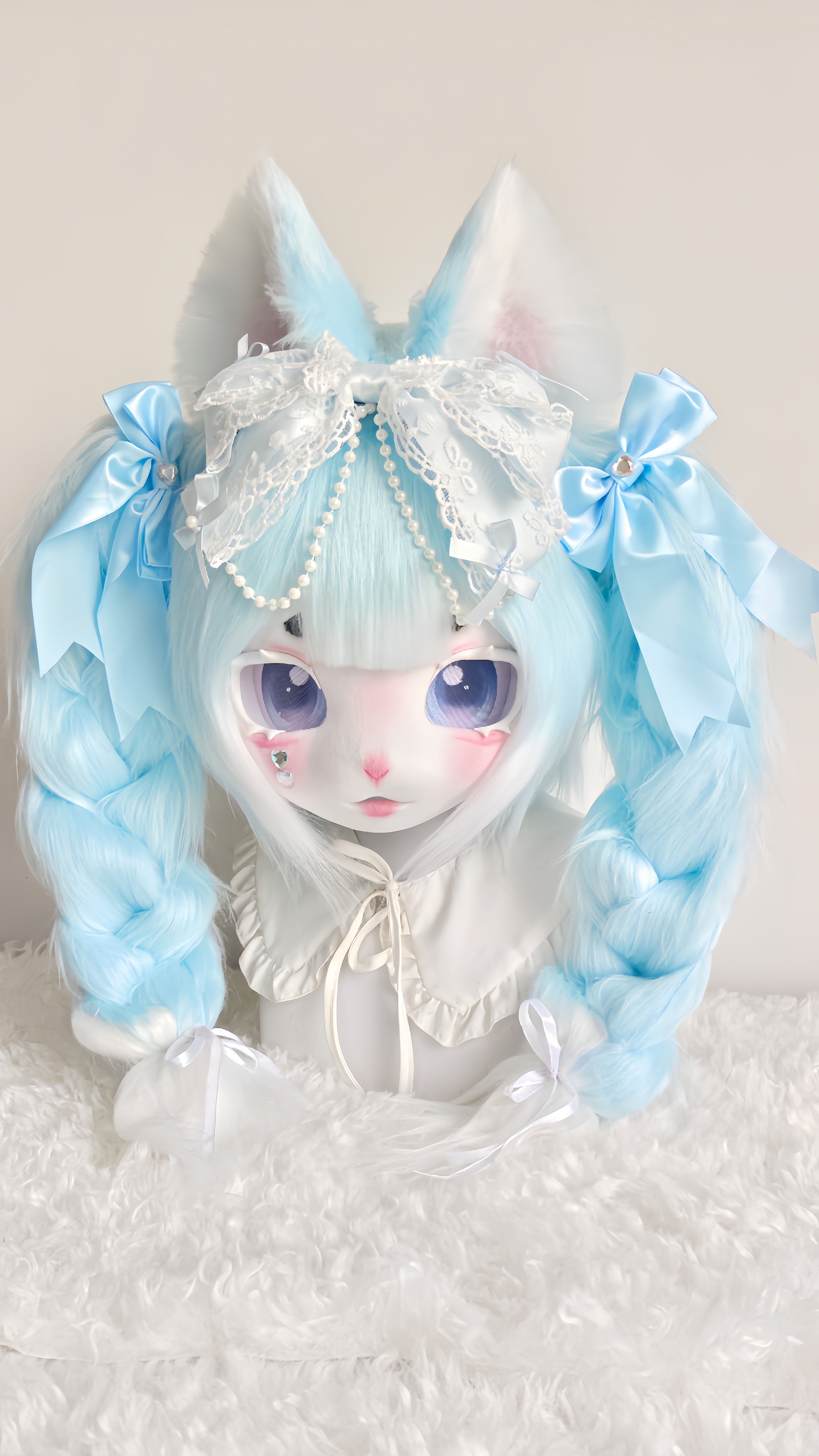 Light Blue Kitten Kemono Head Fursuit
