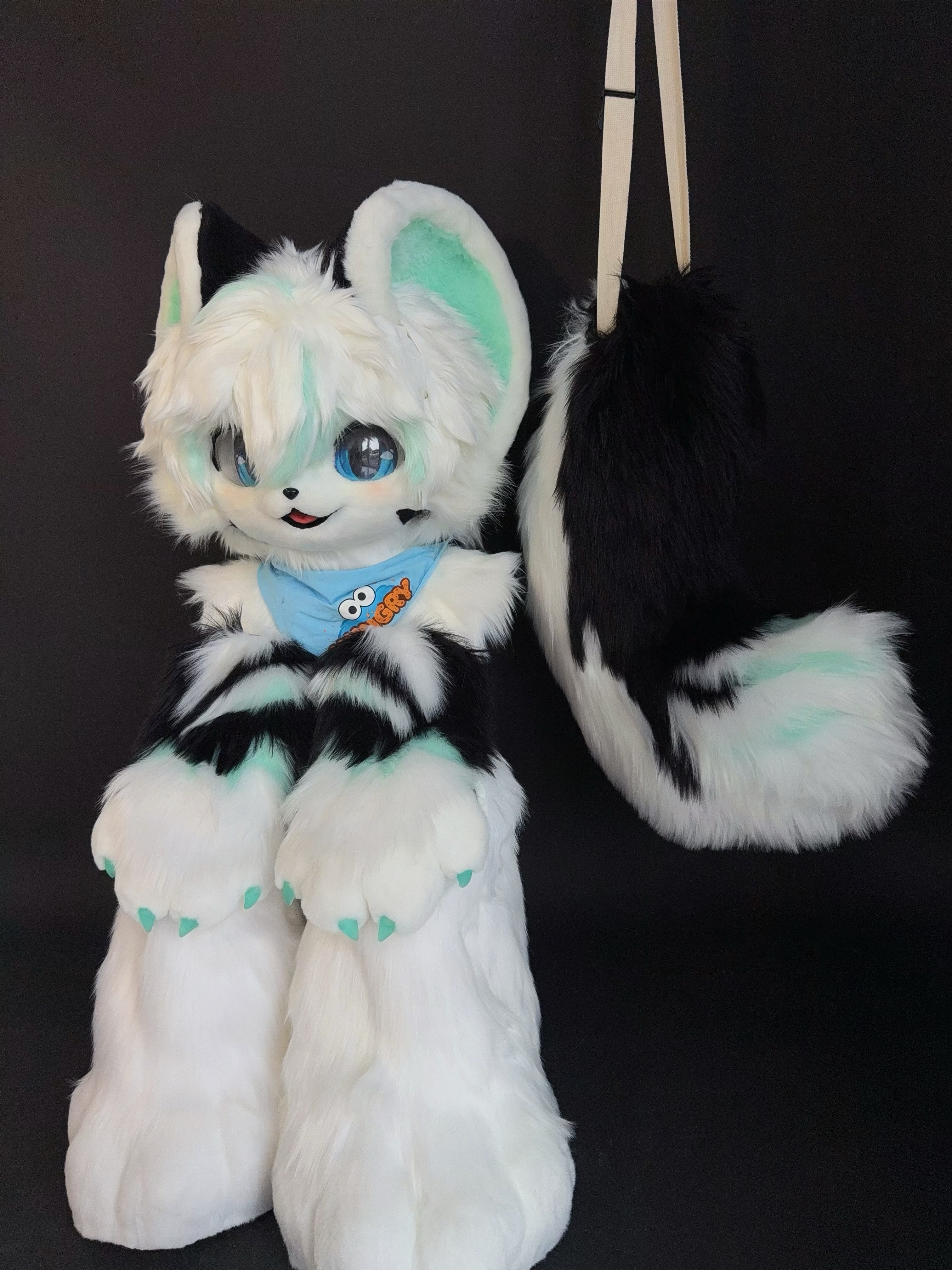 Blue Scarf Puppr Kemono Head Fursuit (Gift Feetpaws+Handpaws+Tail)