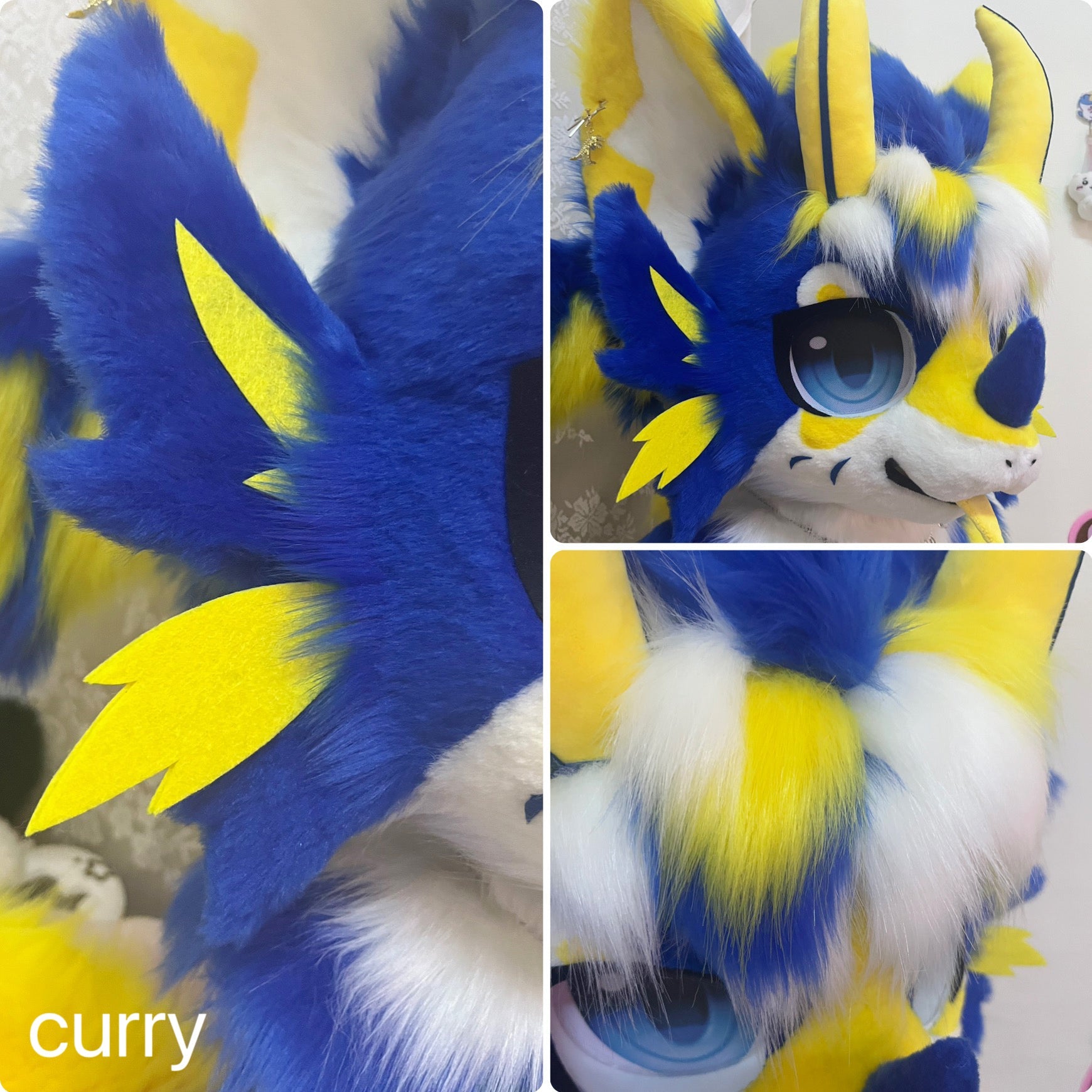 Lightning Wing Dragon Kemono Head Fursuit (Gift Handpaws+Tail)