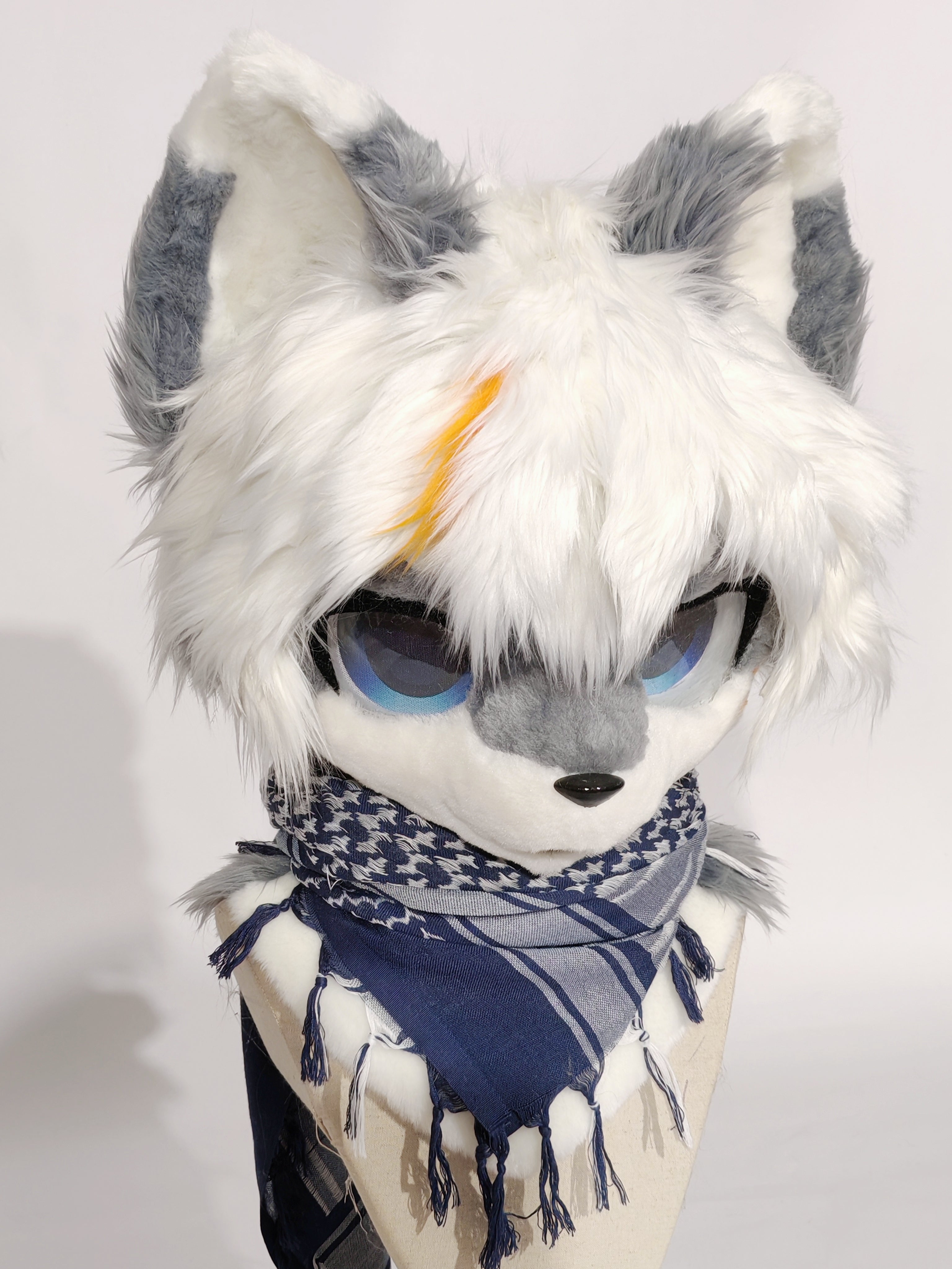 White Gray Wolf Kemono Head Fursuit