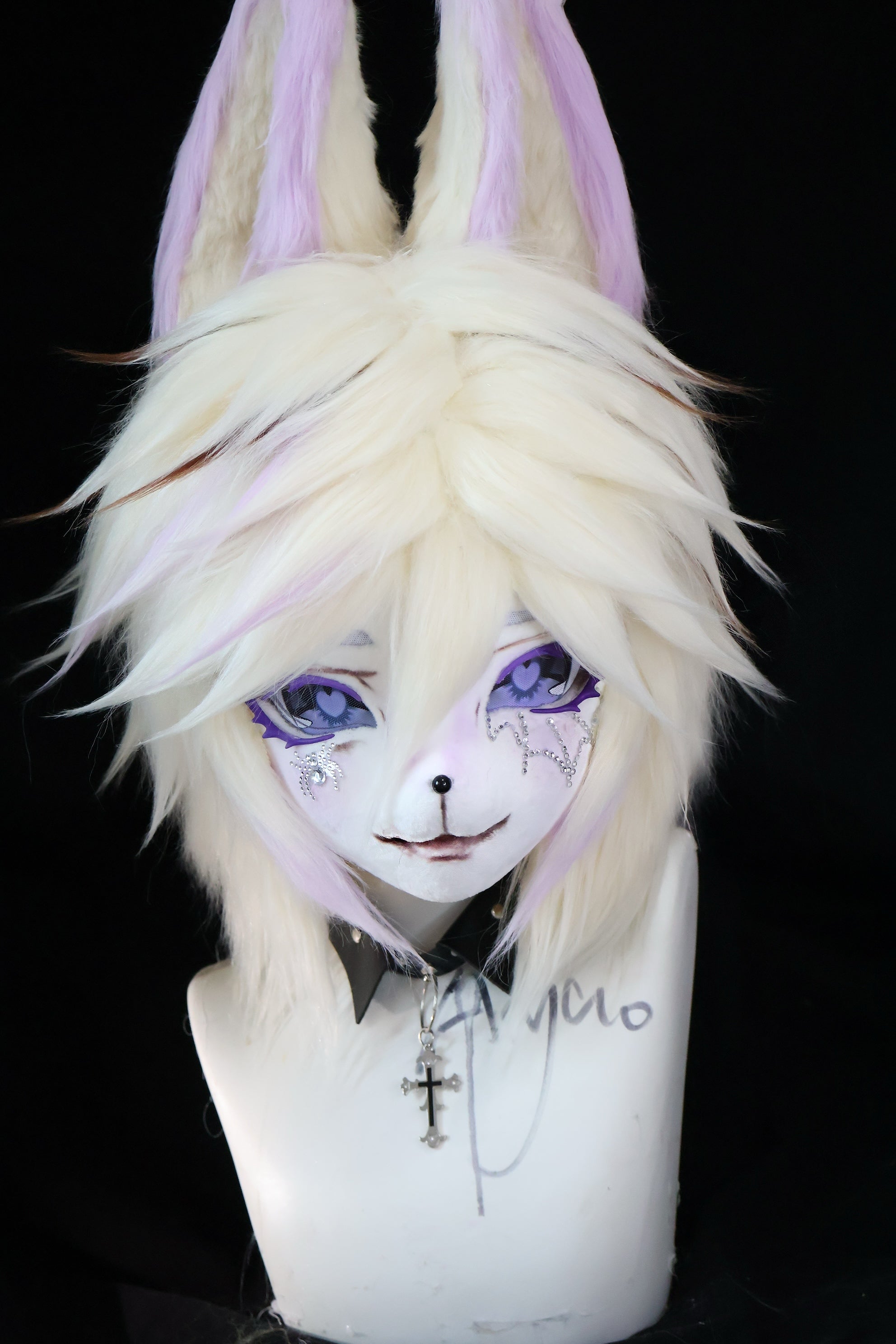 White Purple Wolf Kig Head Fursuit