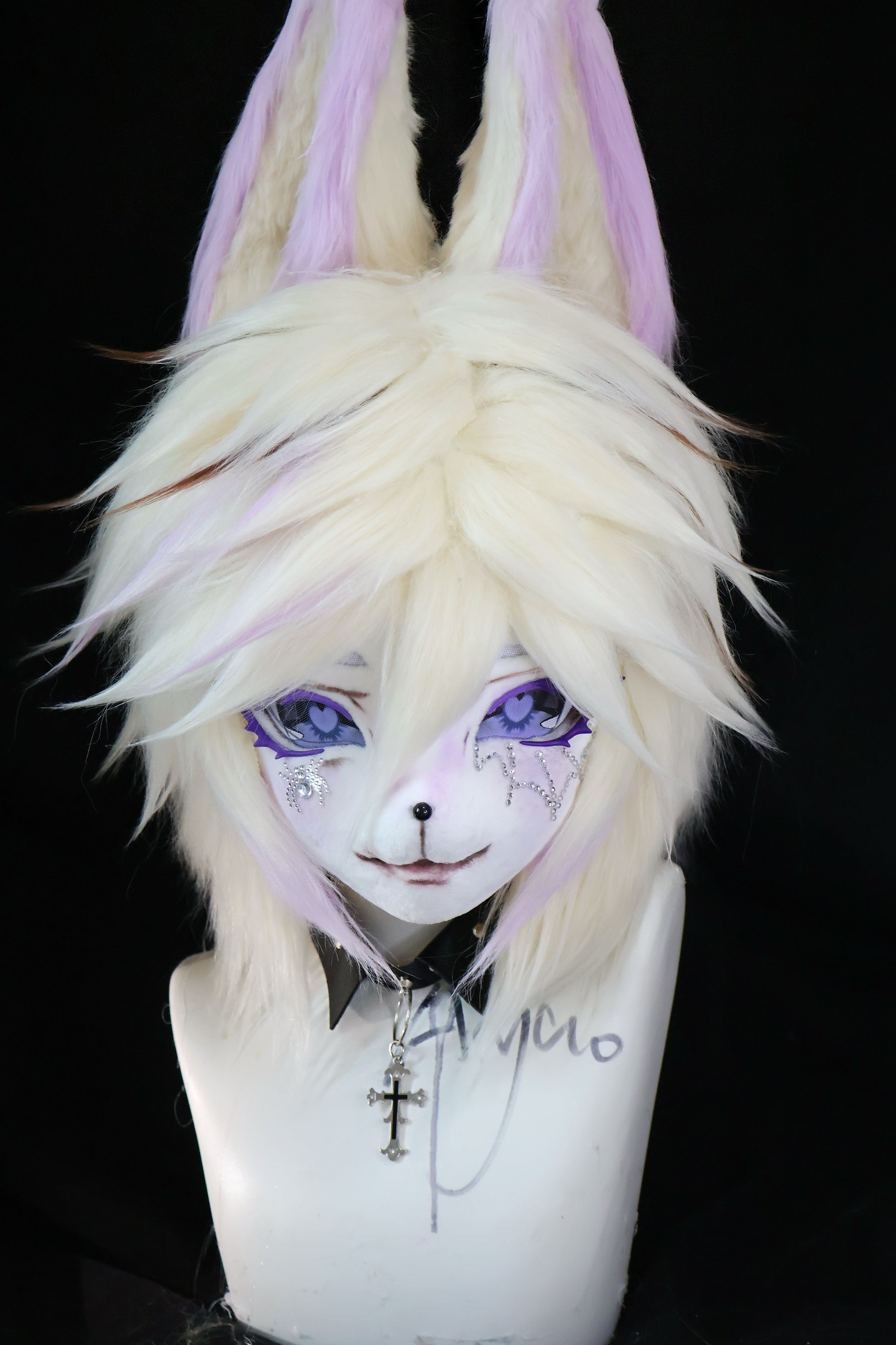 White Purple Wolf Kig Head Fursuit