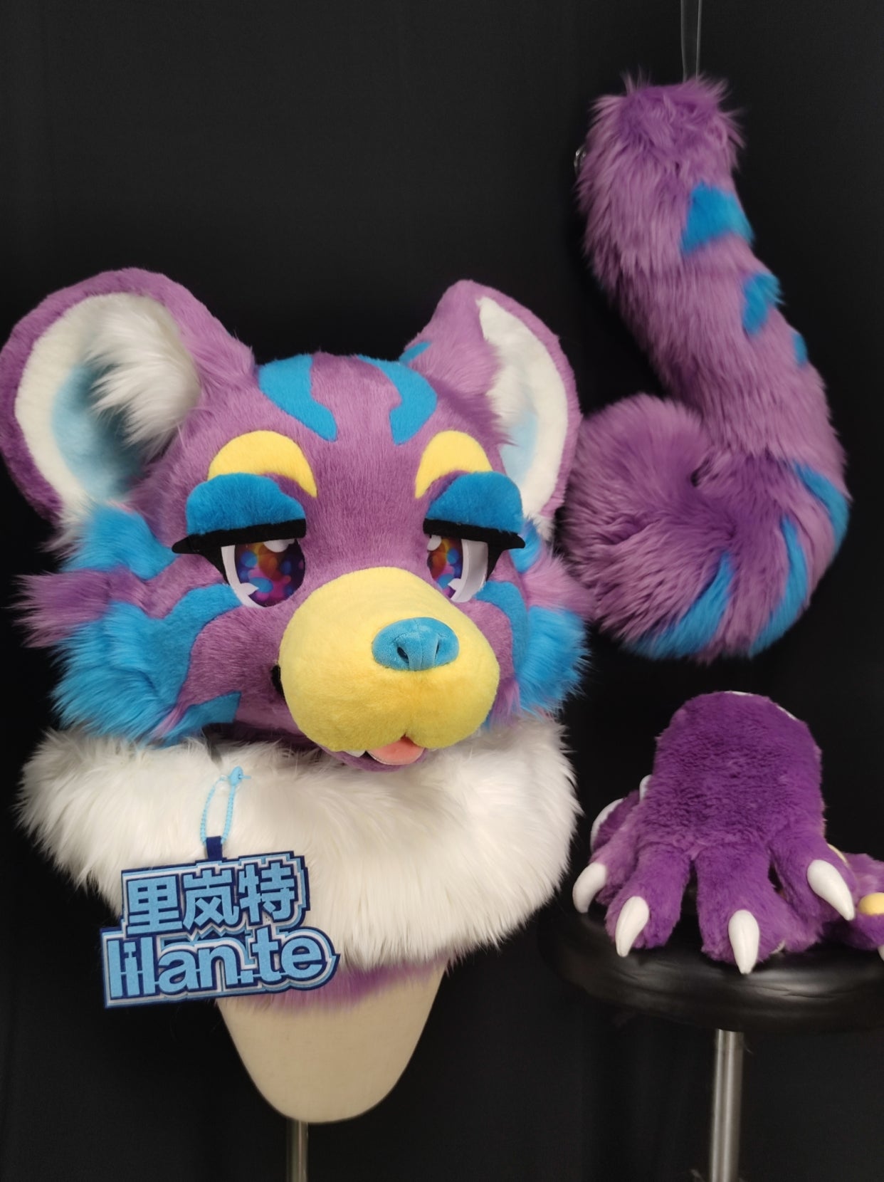 Three-color Tiger Kemono Head Fursuit (Gift Handpaws+Tail)