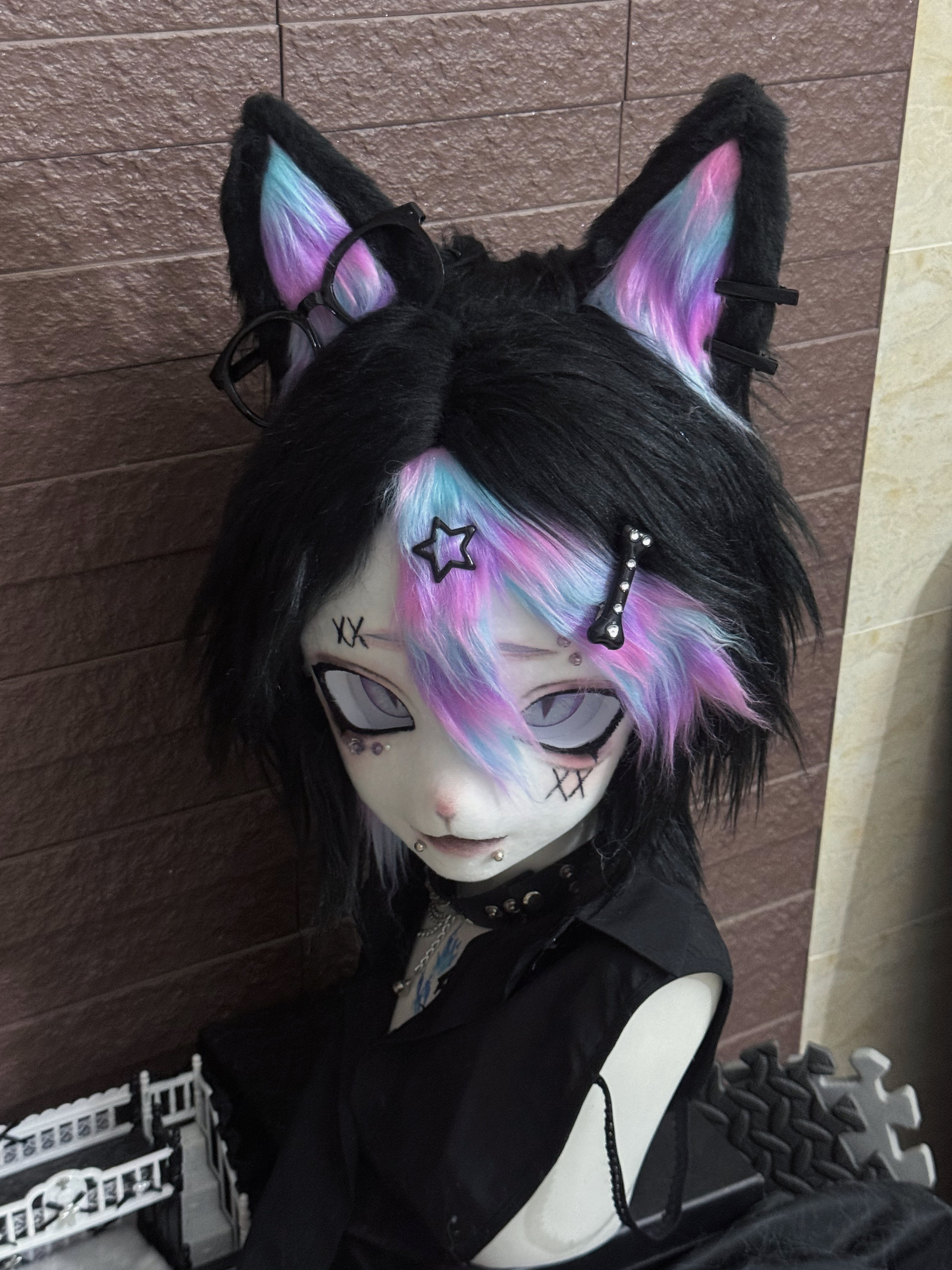 Fluorescence Kitten Kig Head Fursuit