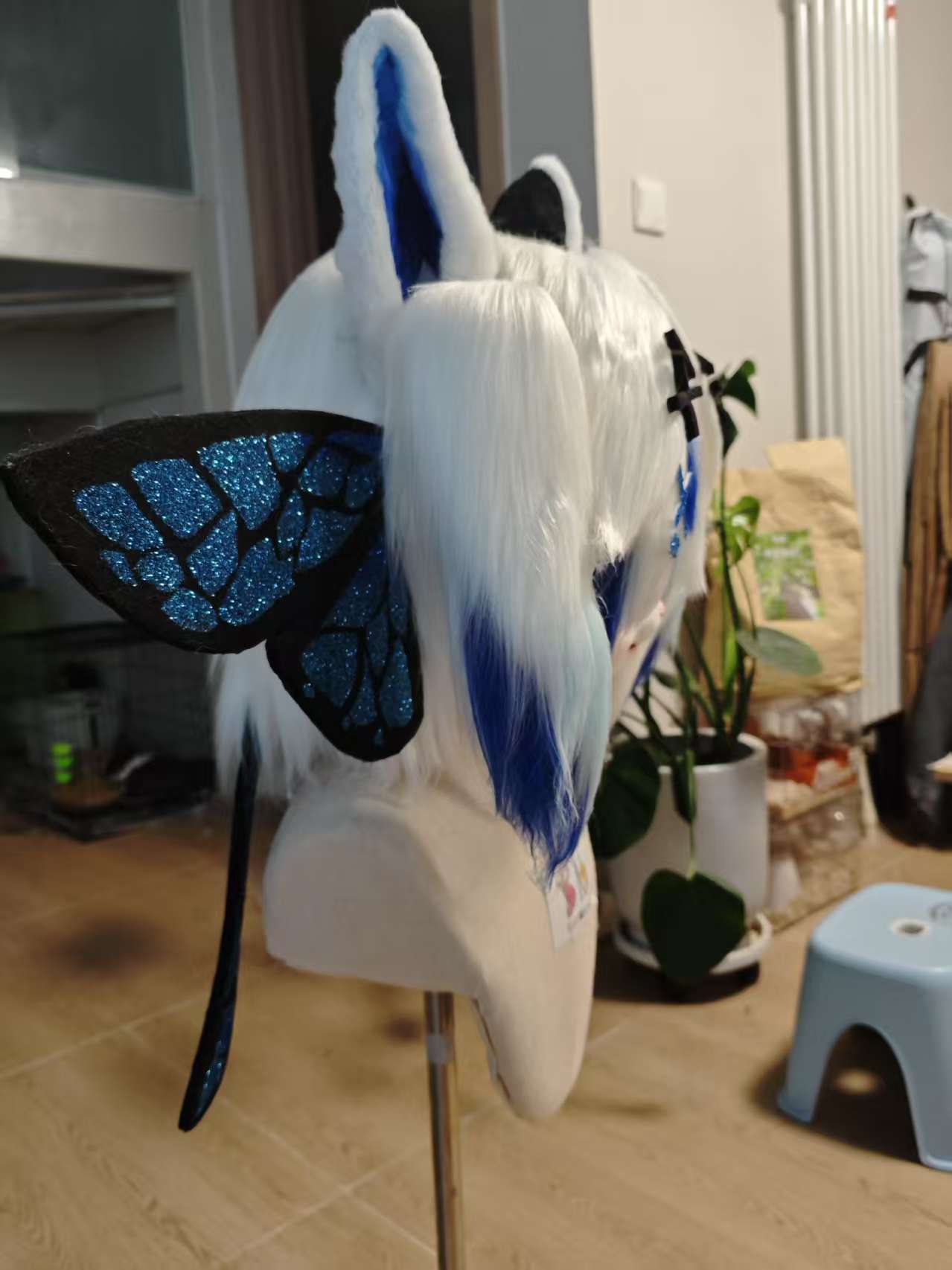 Blue Butterfly Kig Head Fursuit
