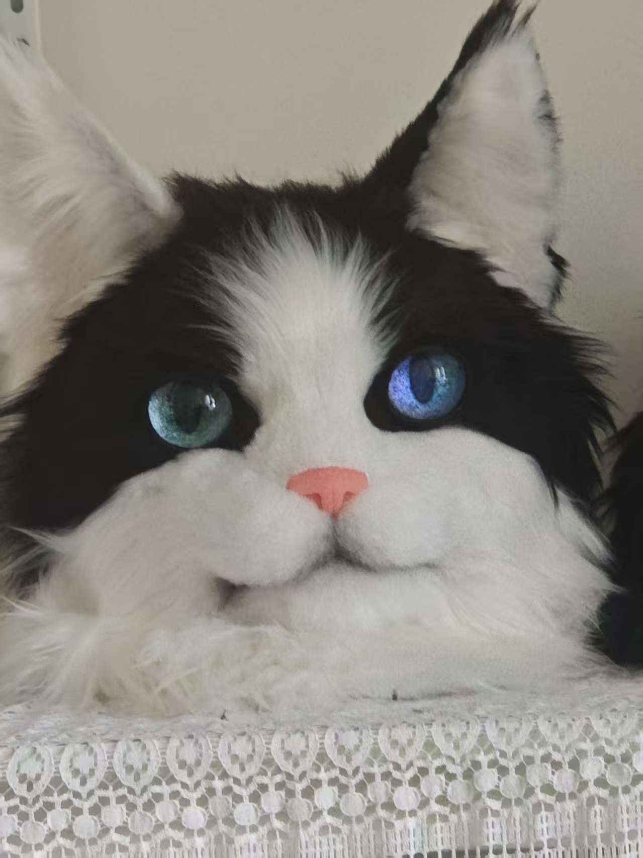 Black White Kitten Realistic Head Fursuit