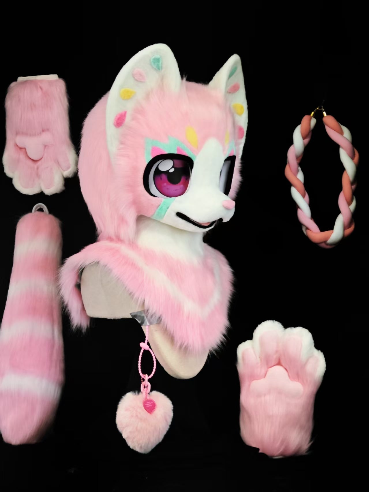 Pink Kitten Kemono Head Fursuit (Gift Handpaws+Tail)