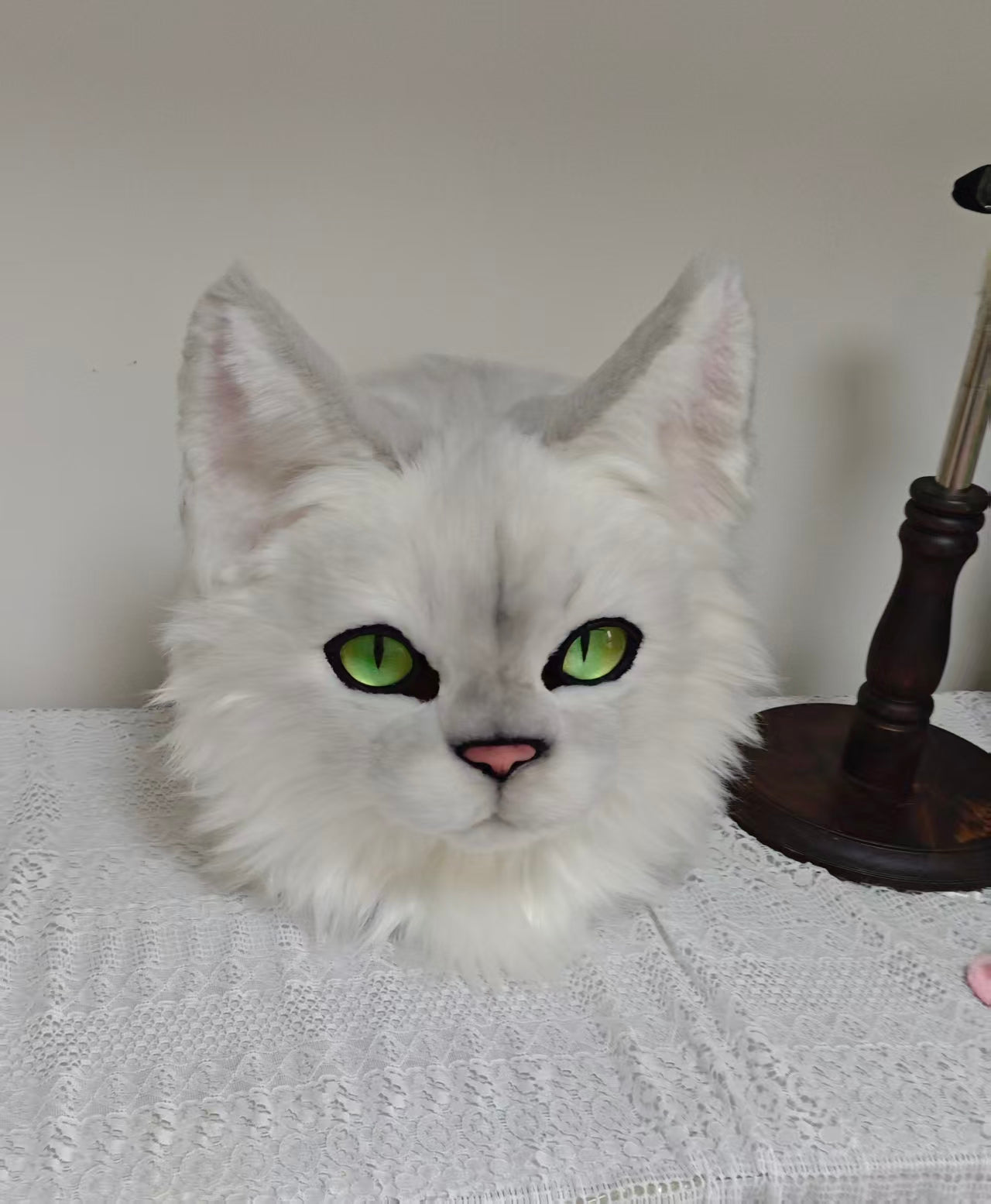 White Kitten Realistic Head Fursuit