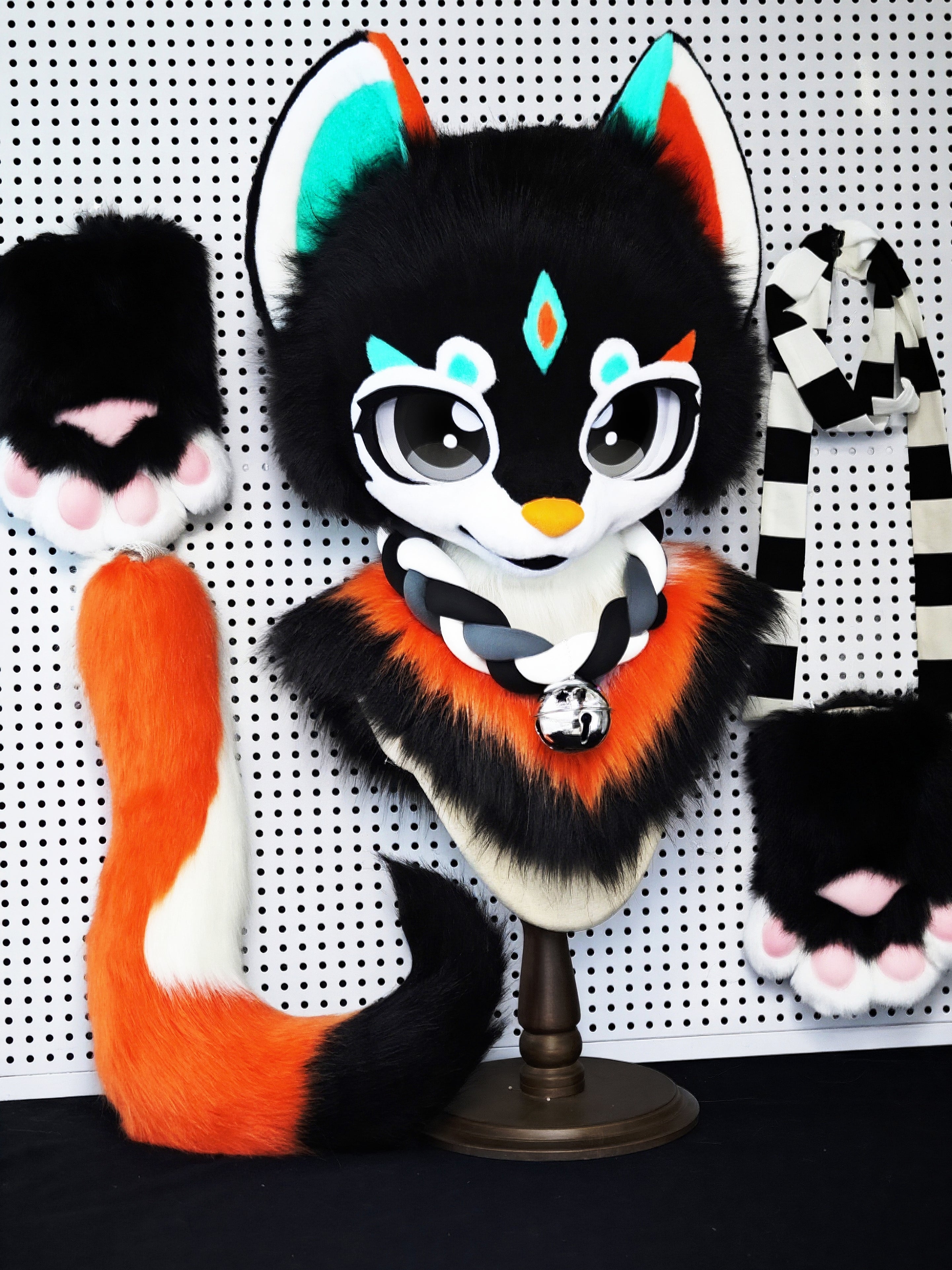 Black Kitten Kemono Head Fursuit (Gift Handpaws+Tail)